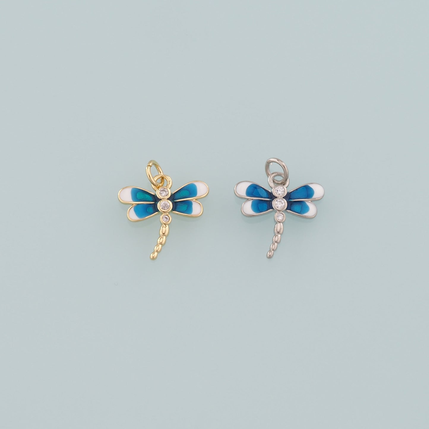 Gold Dragonfly Charms,18K Gold Filled Dragonfly Pendant,Enamel Dragonfly Charm Bracelet Necklace for DIY Jewelry Making Supply