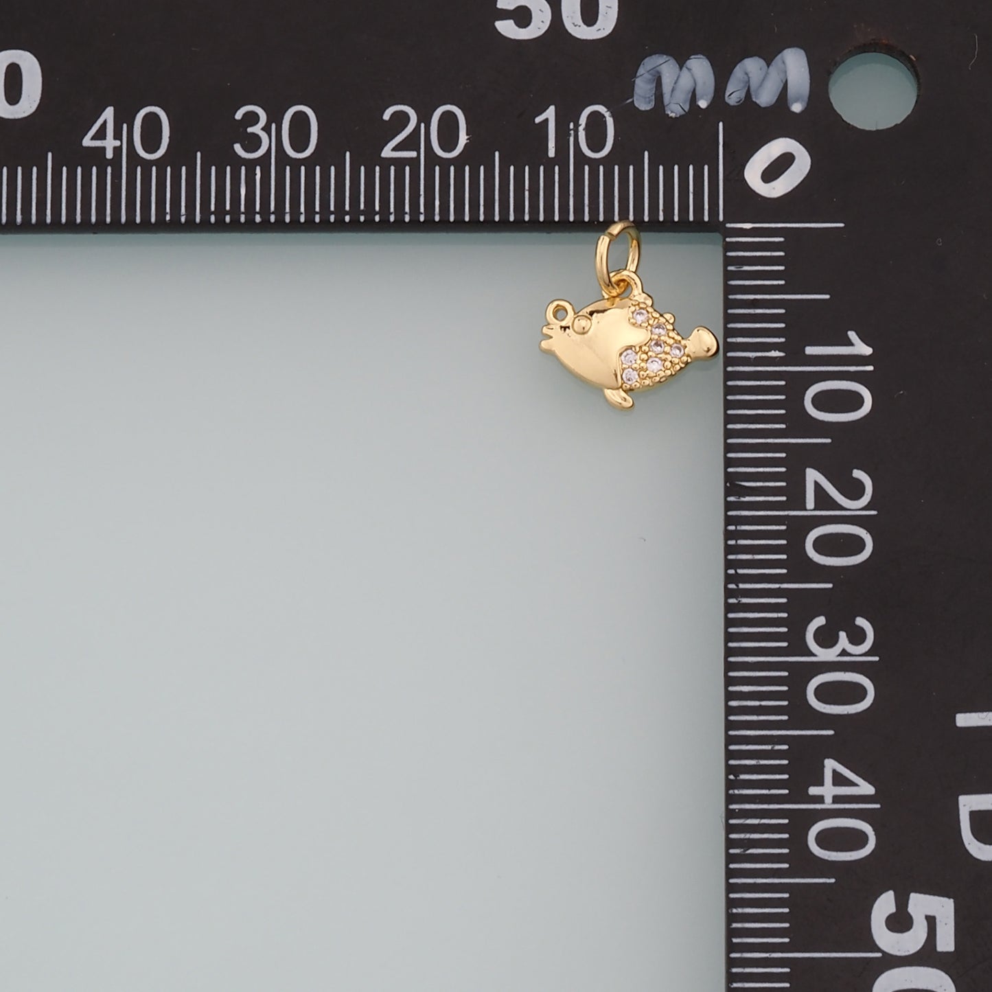 Gold Fish Charms,18K Gold Filled Fish Pendant,CZ Micro Pave Fish Charm Bracelet Necklace for DIY Jewelry Making Supply
