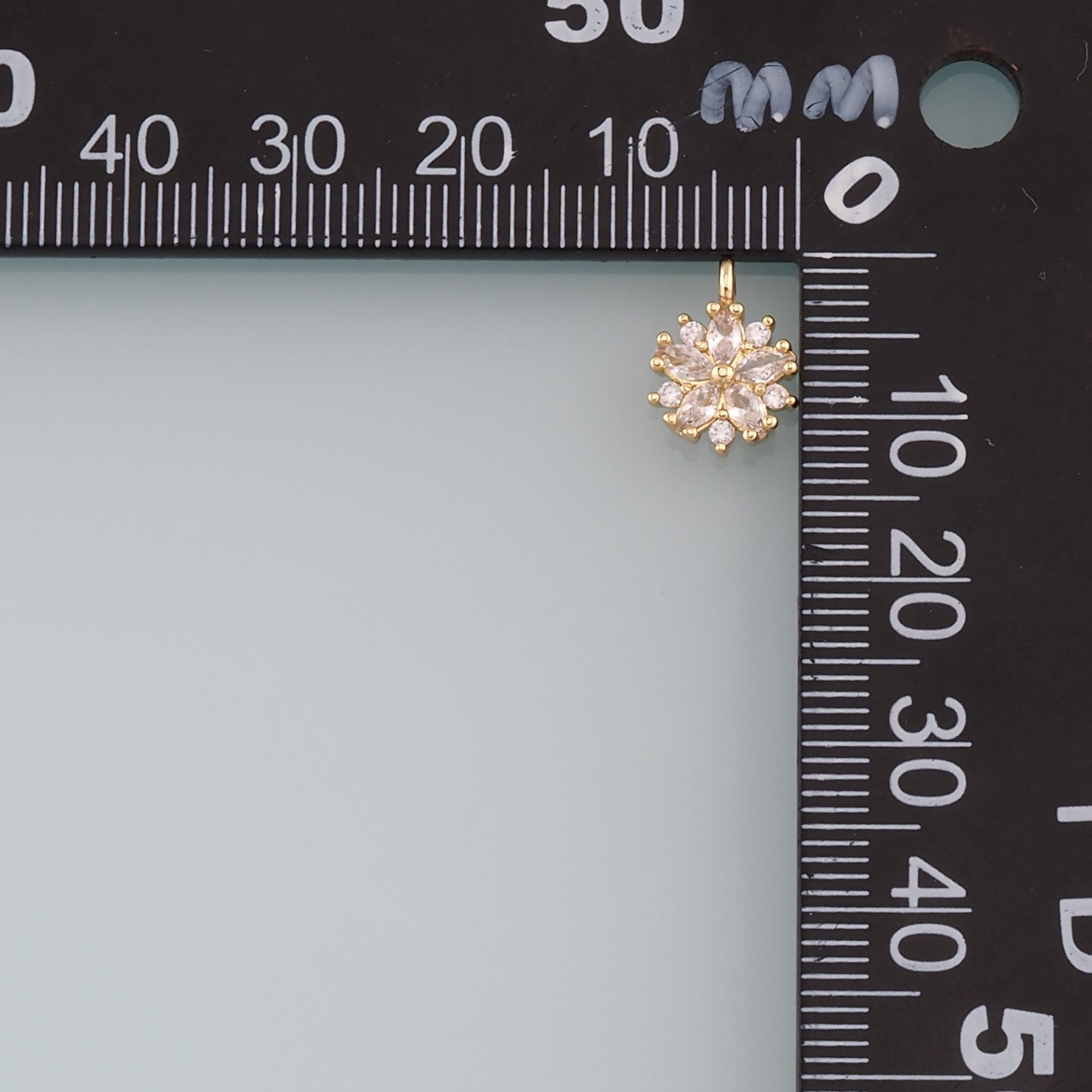 Gold Flower Charms,18K Gold Filled Flower Pendant,CZ Micro Pave Flower Charm Bracelet Necklace for DIY Jewelry Making Supply