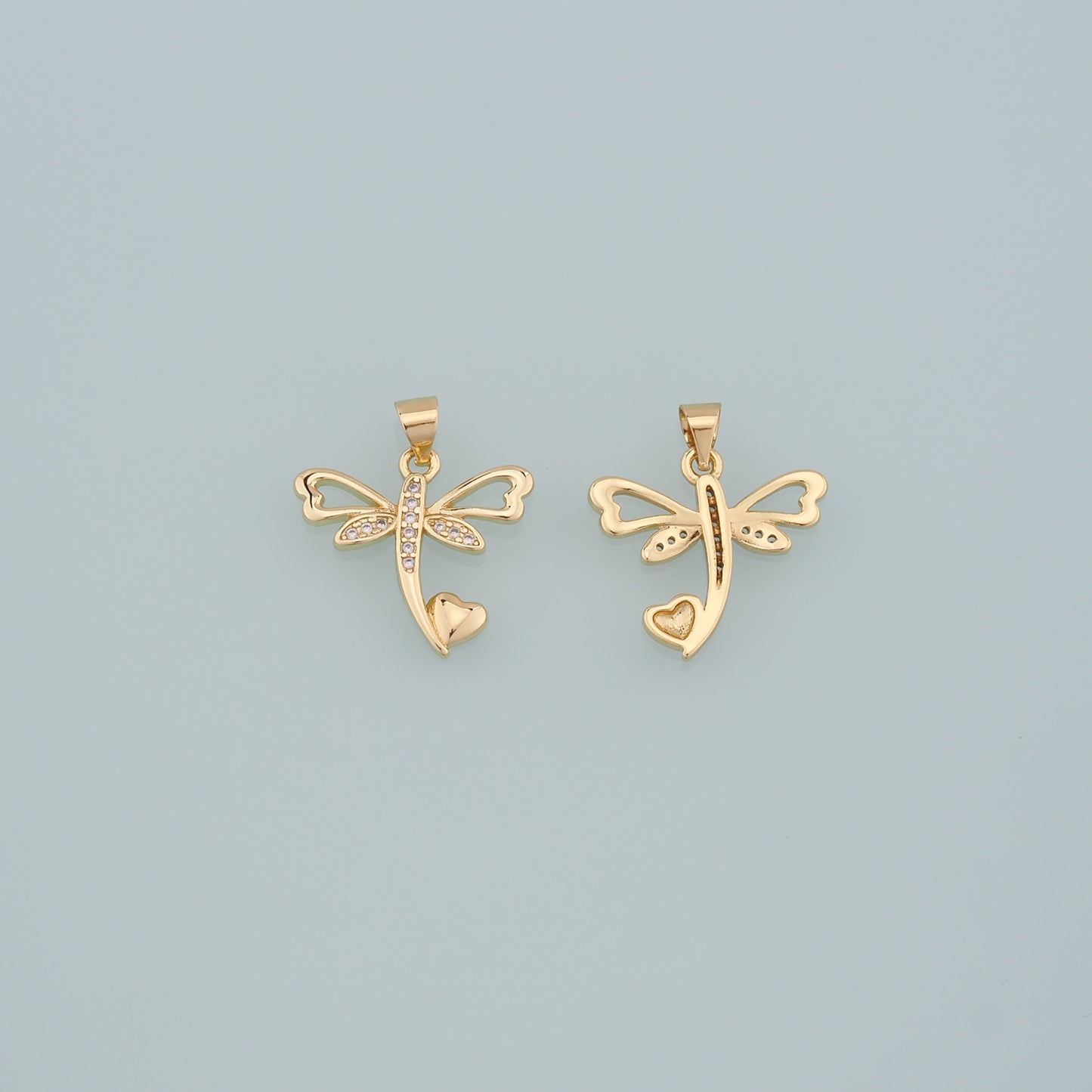 Gold Dragonfly Charms,18K Gold Filled Dragonfly Pendant,CZ Micro Pave Dragonfly Charm Bracelet Necklace for DIY Jewelry Making Supply