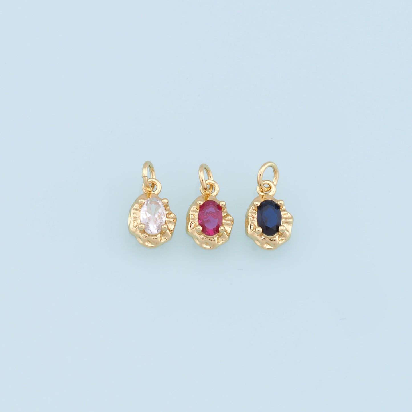 Gold Oval Crystal Charm,18K Gold Filled Oval Pendant,Irregular Oval Charm Bracelet Necklace for DIY Jewelry Making Supply