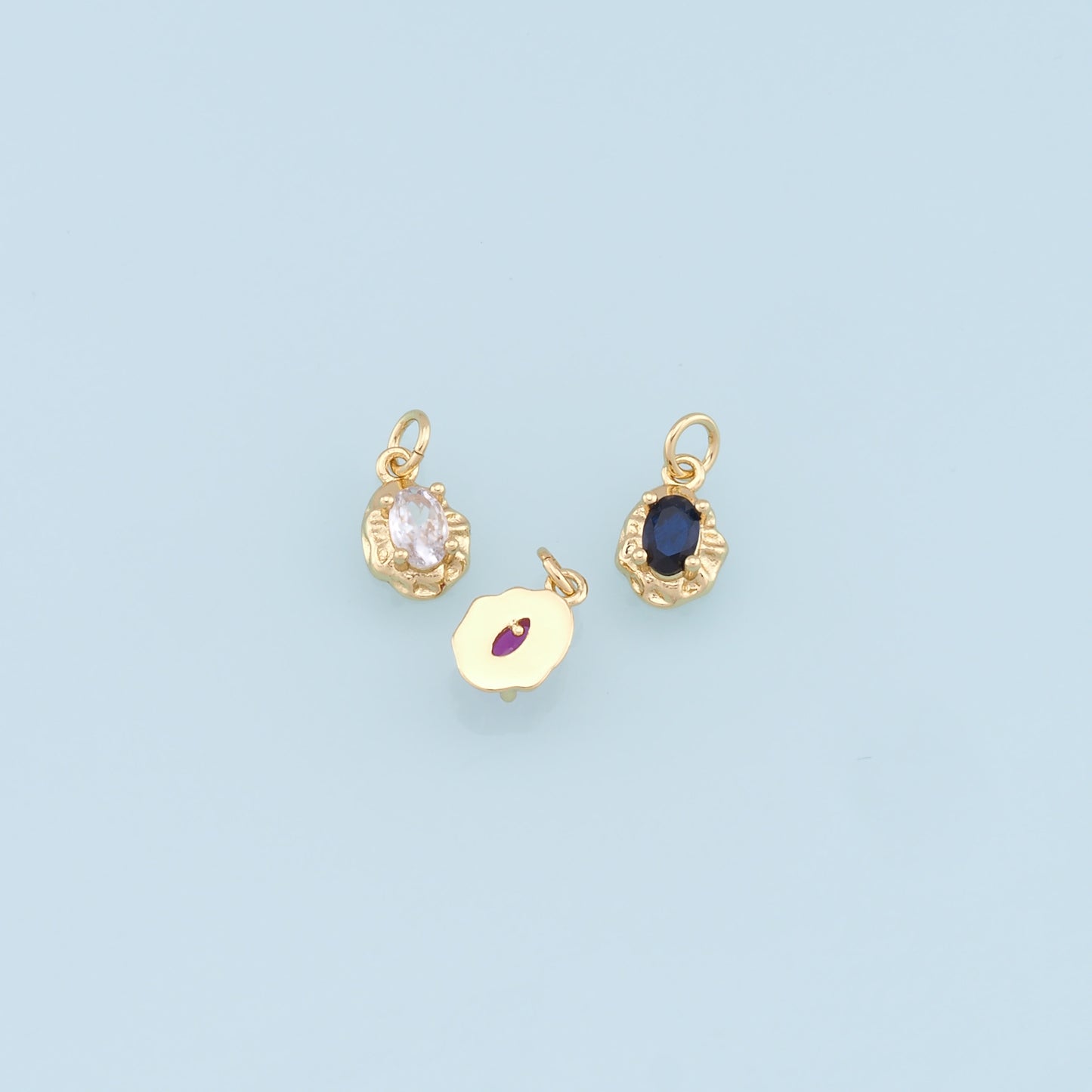 Gold Oval Crystal Charm,18K Gold Filled Oval Pendant,Irregular Oval Charm Bracelet Necklace for DIY Jewelry Making Supply