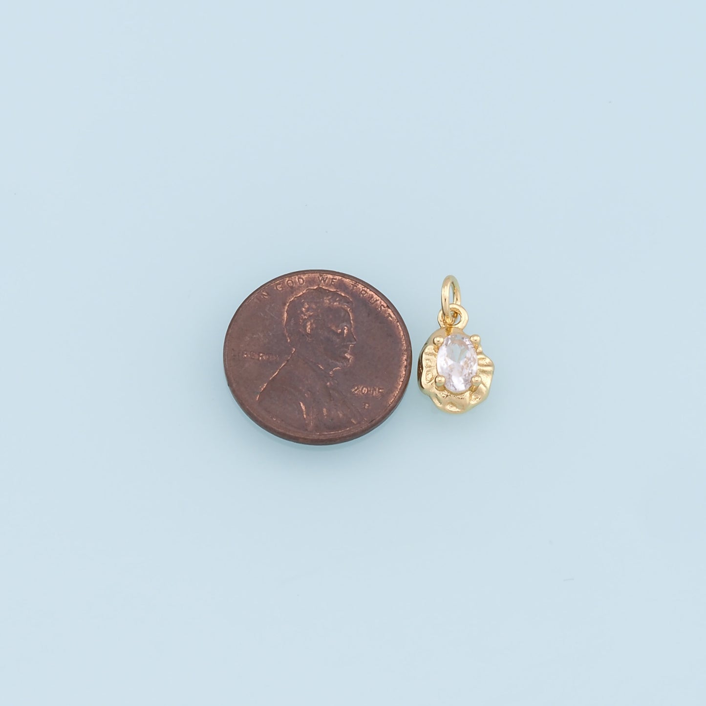 Gold Oval Crystal Charm,18K Gold Filled Oval Pendant,Irregular Oval Charm Bracelet Necklace for DIY Jewelry Making Supply