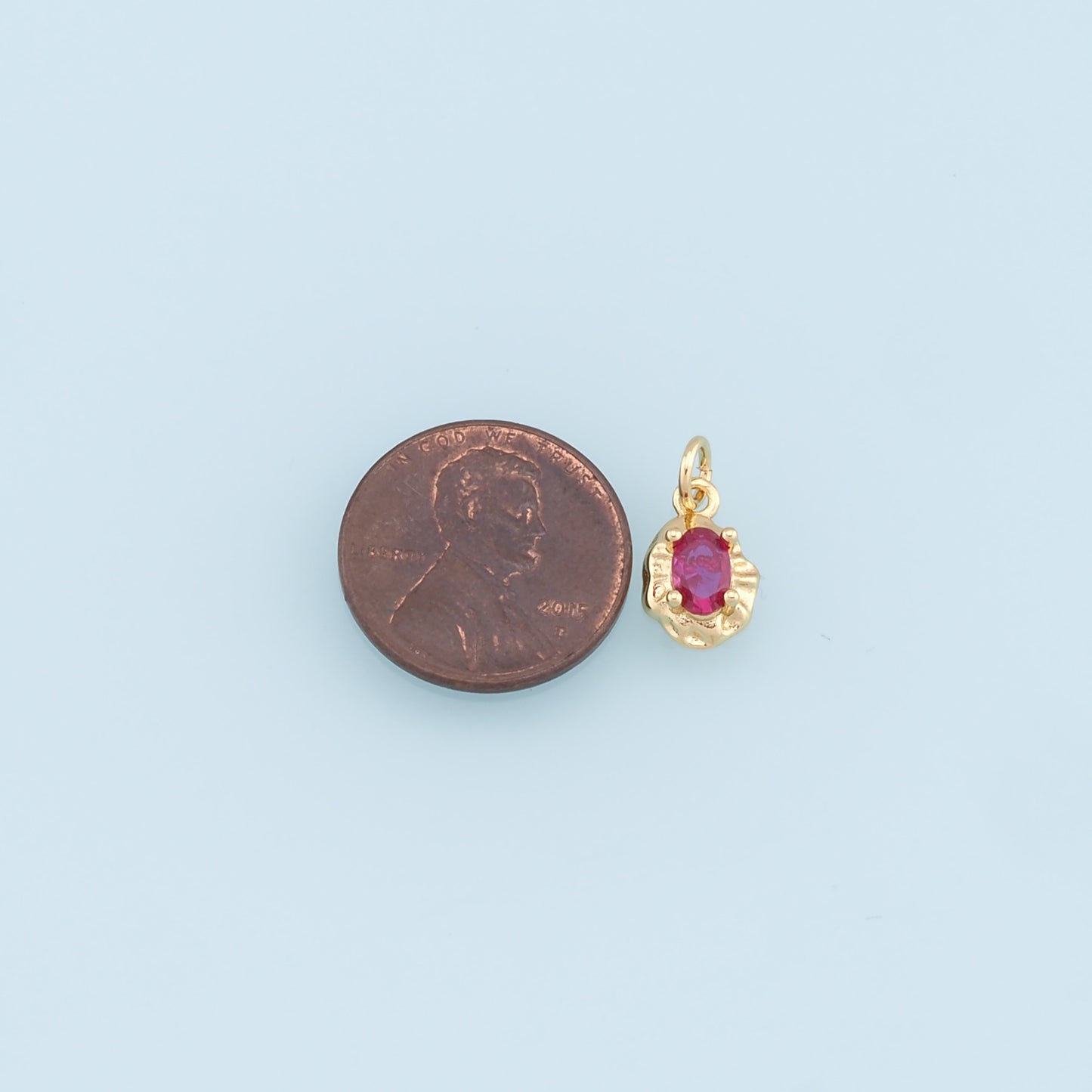 Gold Oval Crystal Charm,18K Gold Filled Oval Pendant,Irregular Oval Charm Bracelet Necklace for DIY Jewelry Making Supply