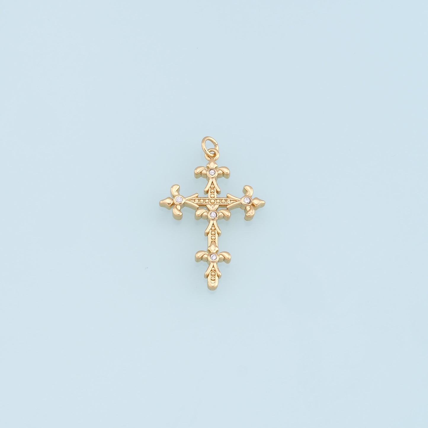 Gold Cross Charms,18K Gold Filled Cross Pendant,CZ Micro Pave Cross Charm Bracelet Necklace for DIY Jewelry Making Supply
