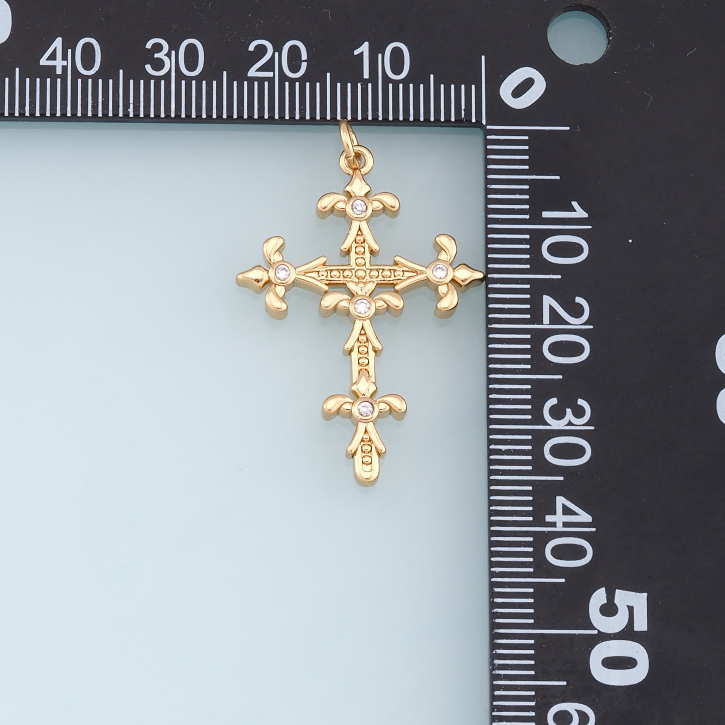 Gold Cross Charms,18K Gold Filled Cross Pendant,CZ Micro Pave Cross Charm Bracelet Necklace for DIY Jewelry Making Supply