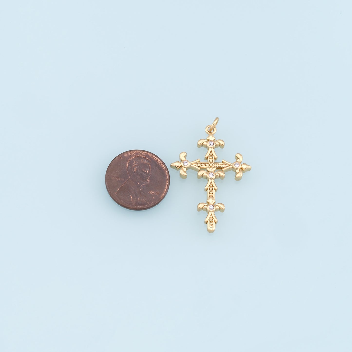 Gold Cross Charms,18K Gold Filled Cross Pendant,CZ Micro Pave Cross Charm Bracelet Necklace for DIY Jewelry Making Supply