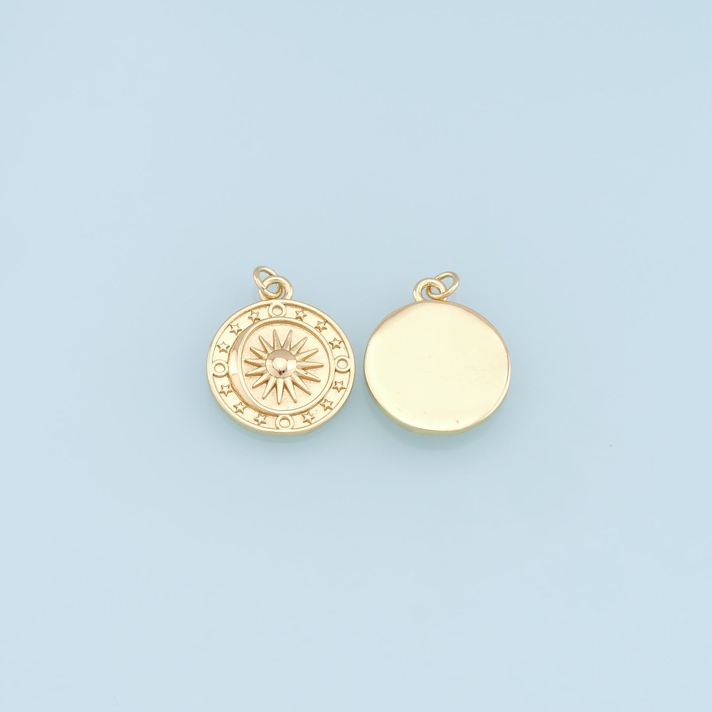 Gold Sun Charms,18K Gold Filled Sun Pendant,Star Charm Bracelet Necklace for DIY Jewelry Making Supply
