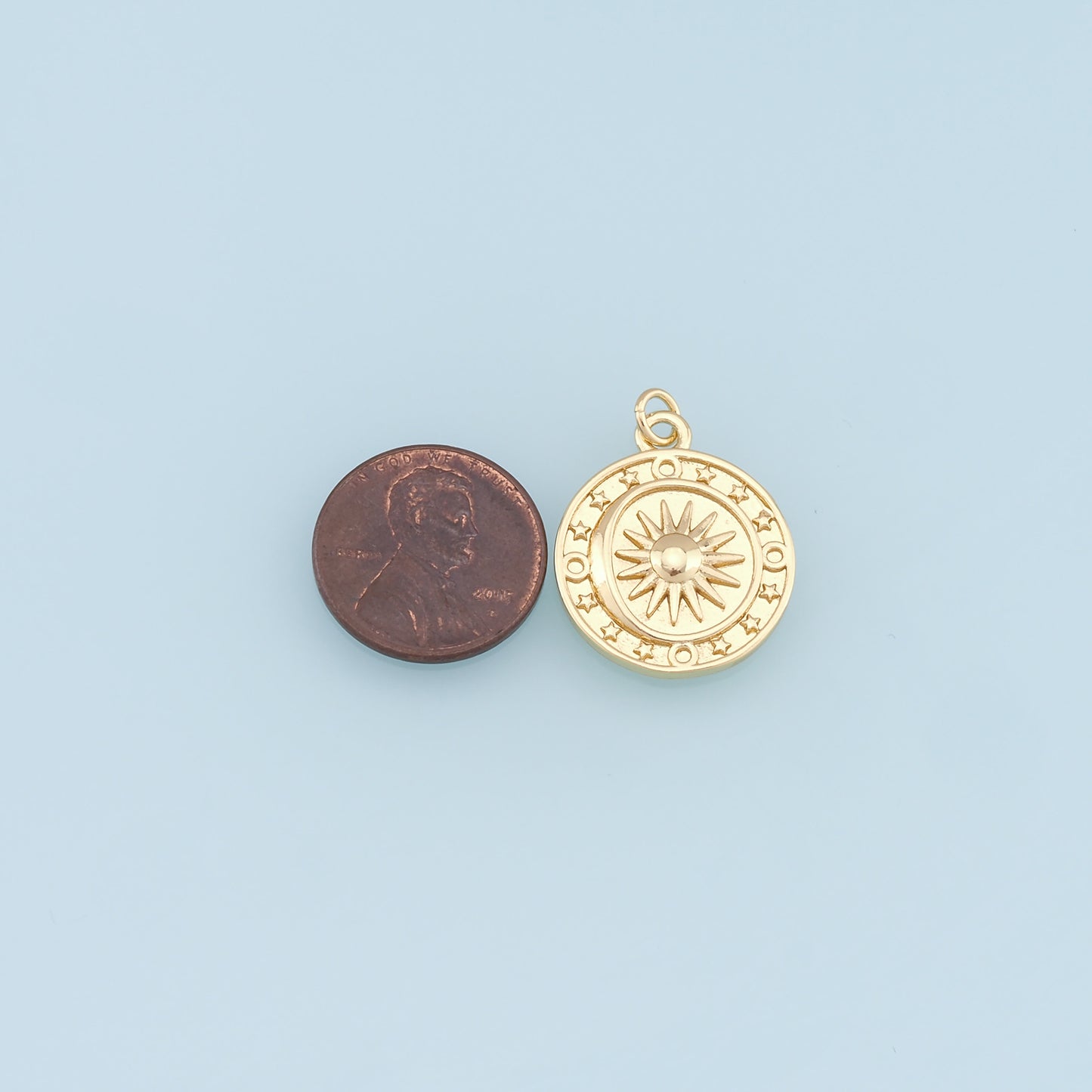 Gold Sun Charms,18K Gold Filled Sun Pendant,Star Charm Bracelet Necklace for DIY Jewelry Making Supply