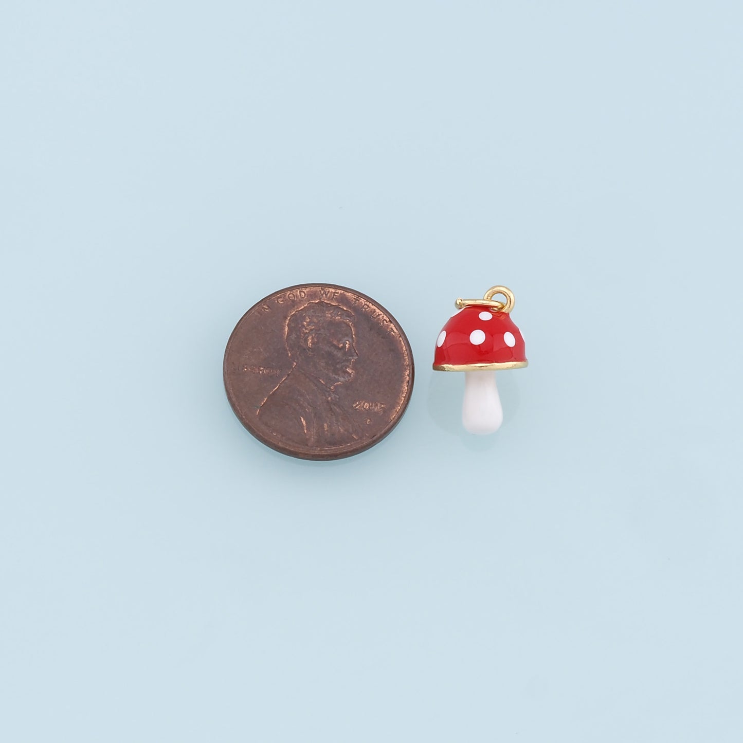 Gold Mushroom Charms,18K Gold Filled Enamel Mushroom Pendant,Kawaii Charm Bracelet Necklace for DIY Jewelry Making Supply