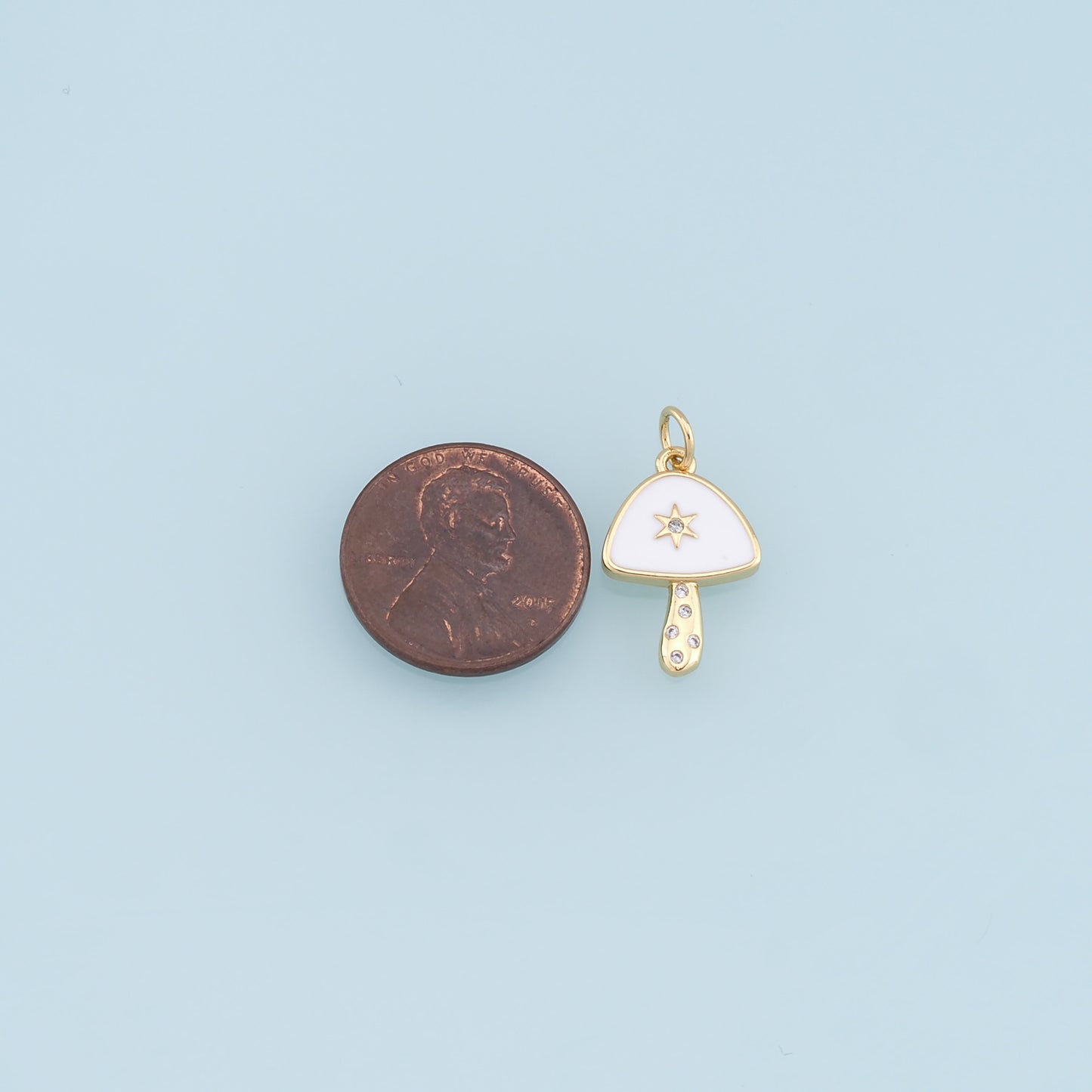 Gold mushroom Star Charms,18K Gold Filled mushroom Pendant,Enamel mushroom Charm Bracelet Necklace for DIY Jewelry Making Supply