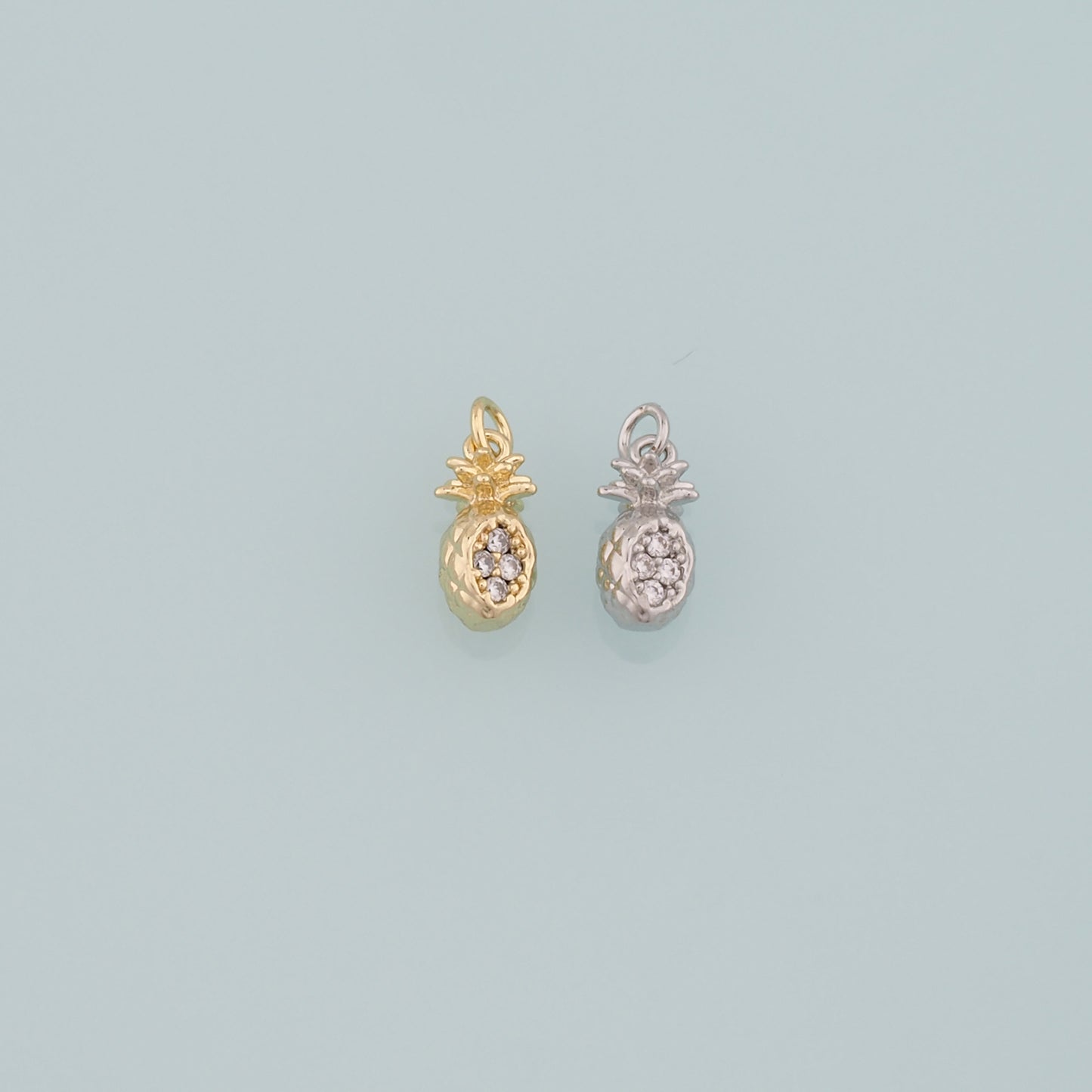 Gold Pineapple Charms,18K Gold Filled Pineapple Pendant,CZ Micro Pave Fruit Charm Bracelet Necklace for DIY Jewelry Making Supply