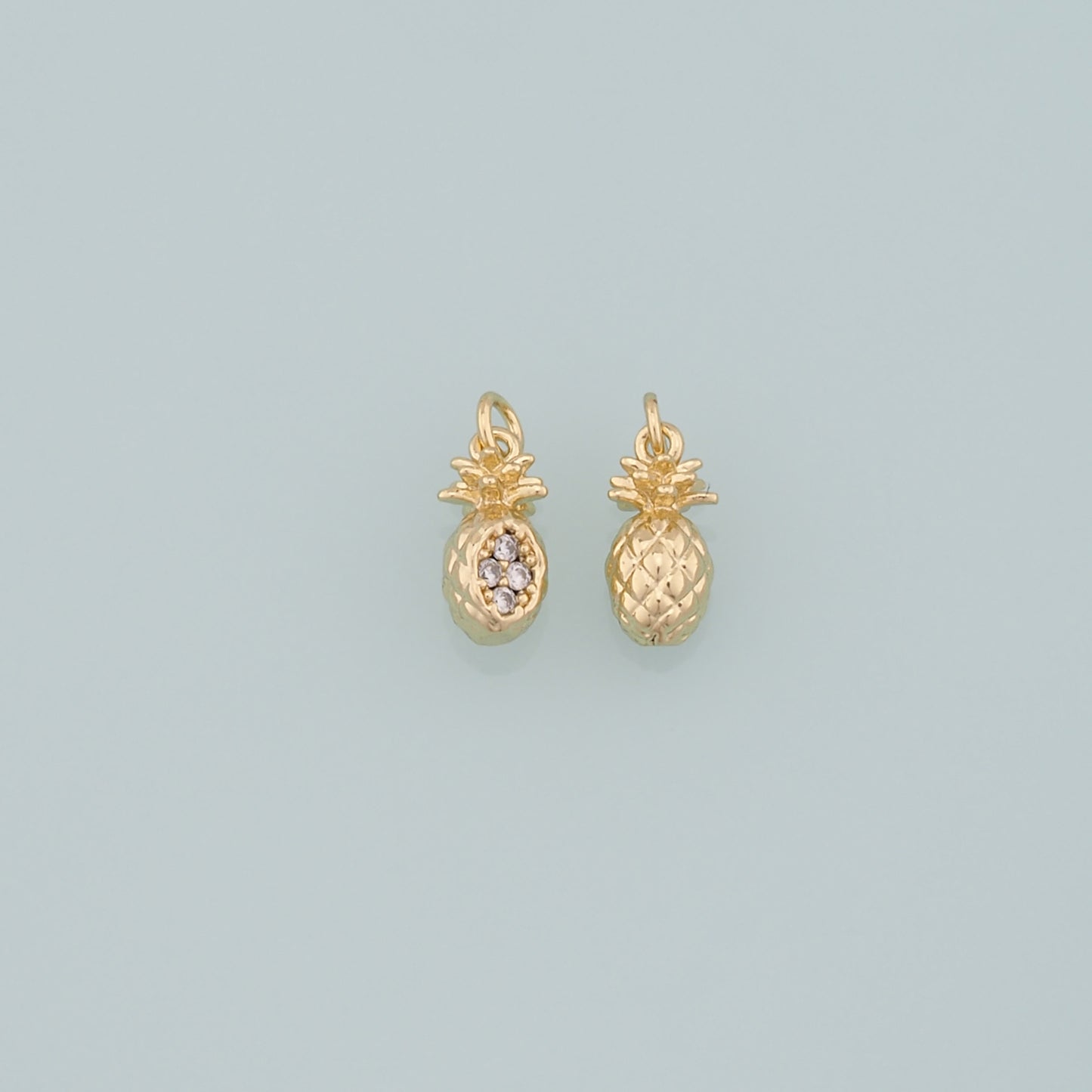 Gold Pineapple Charms,18K Gold Filled Pineapple Pendant,CZ Micro Pave Fruit Charm Bracelet Necklace for DIY Jewelry Making Supply