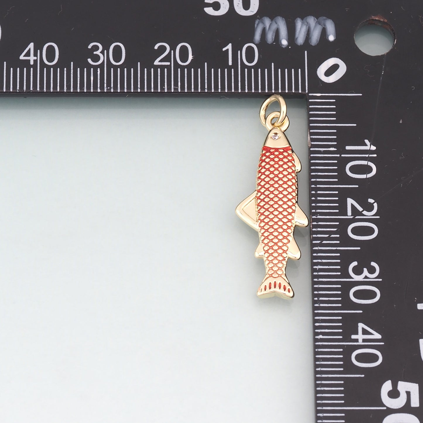 18K Gold Filled Enamel Chum Salmon Pendant,Ocean Charm Bracelet Necklace for DIY Jewelry Making Supply