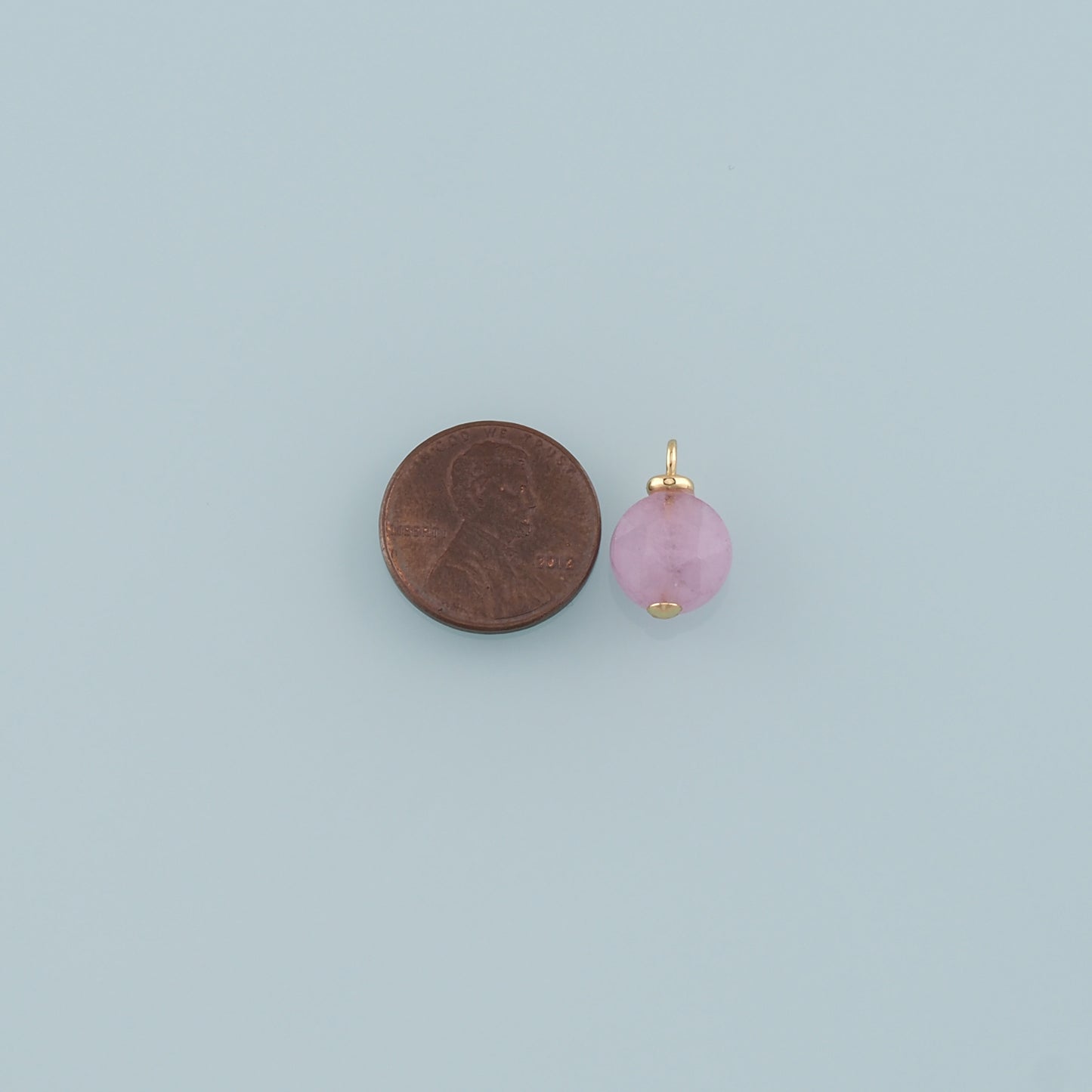 18K Gold Filled Round Pendant,Natural Stone Charm Bracelet Necklace for DIY Jewelry Making Supply