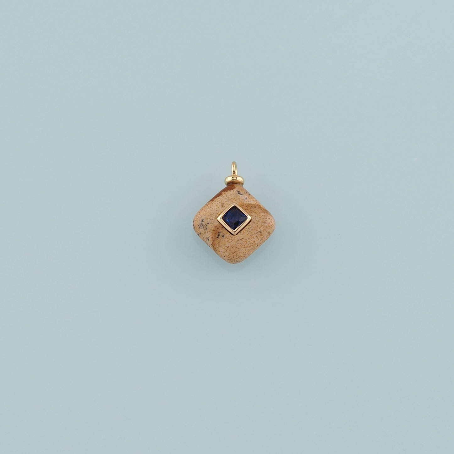 18K Gold Filled Rhombus Pendant,Natural Stone Charm Bracelet Necklace for DIY Jewelry Making Supply