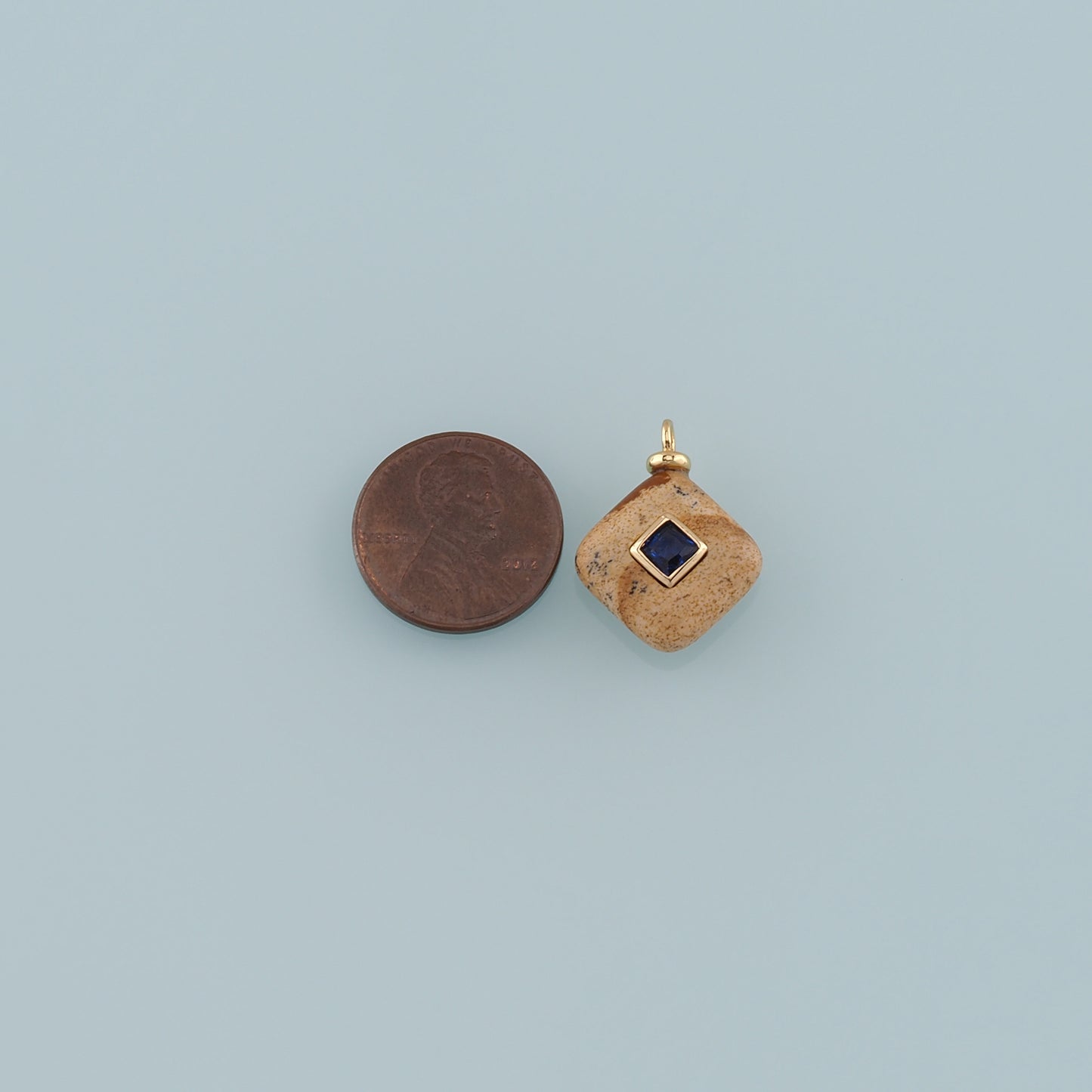 18K Gold Filled Rhombus Pendant,Natural Stone Charm Bracelet Necklace for DIY Jewelry Making Supply