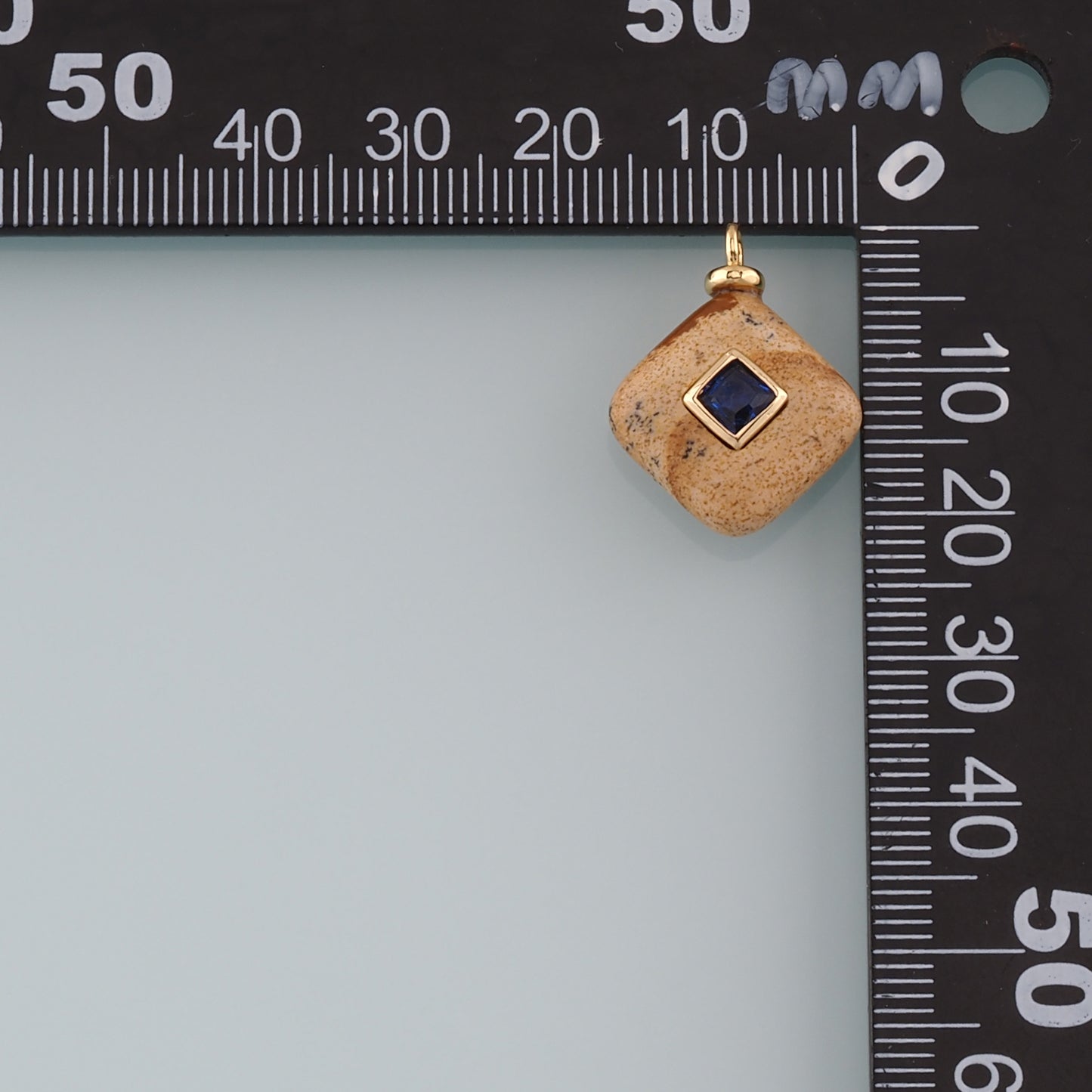 18K Gold Filled Rhombus Pendant,Natural Stone Charm Bracelet Necklace for DIY Jewelry Making Supply