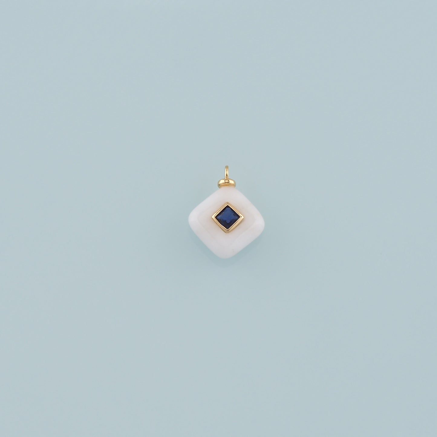 18K Gold Filled Rhombus Pendant,Natural Stone Charm Bracelet Necklace for DIY Jewelry Making Supply