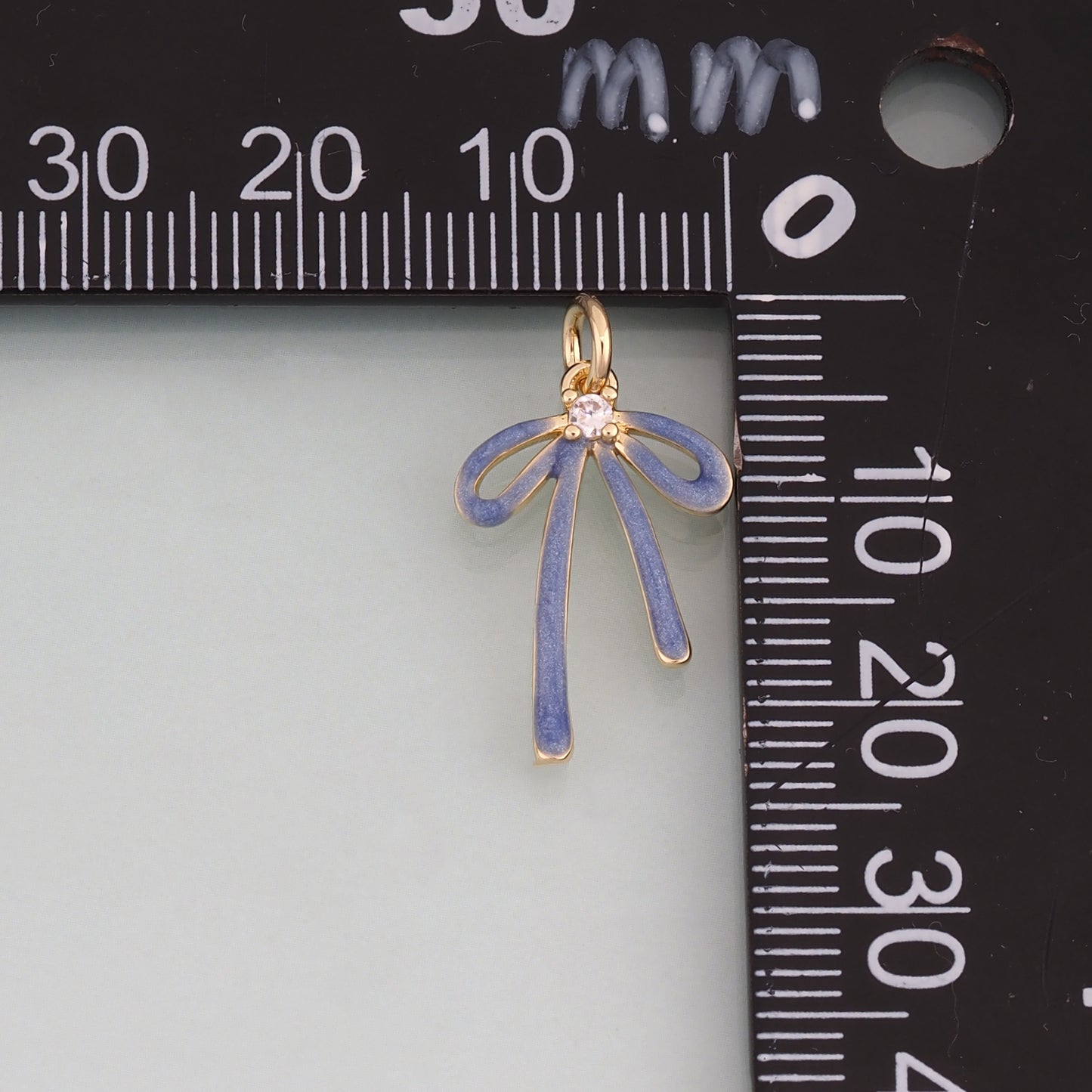 18K Gold Filled Enamel Bow Pendant,Bow Charm Bracelet Necklace for DIY Jewelry Making Supply