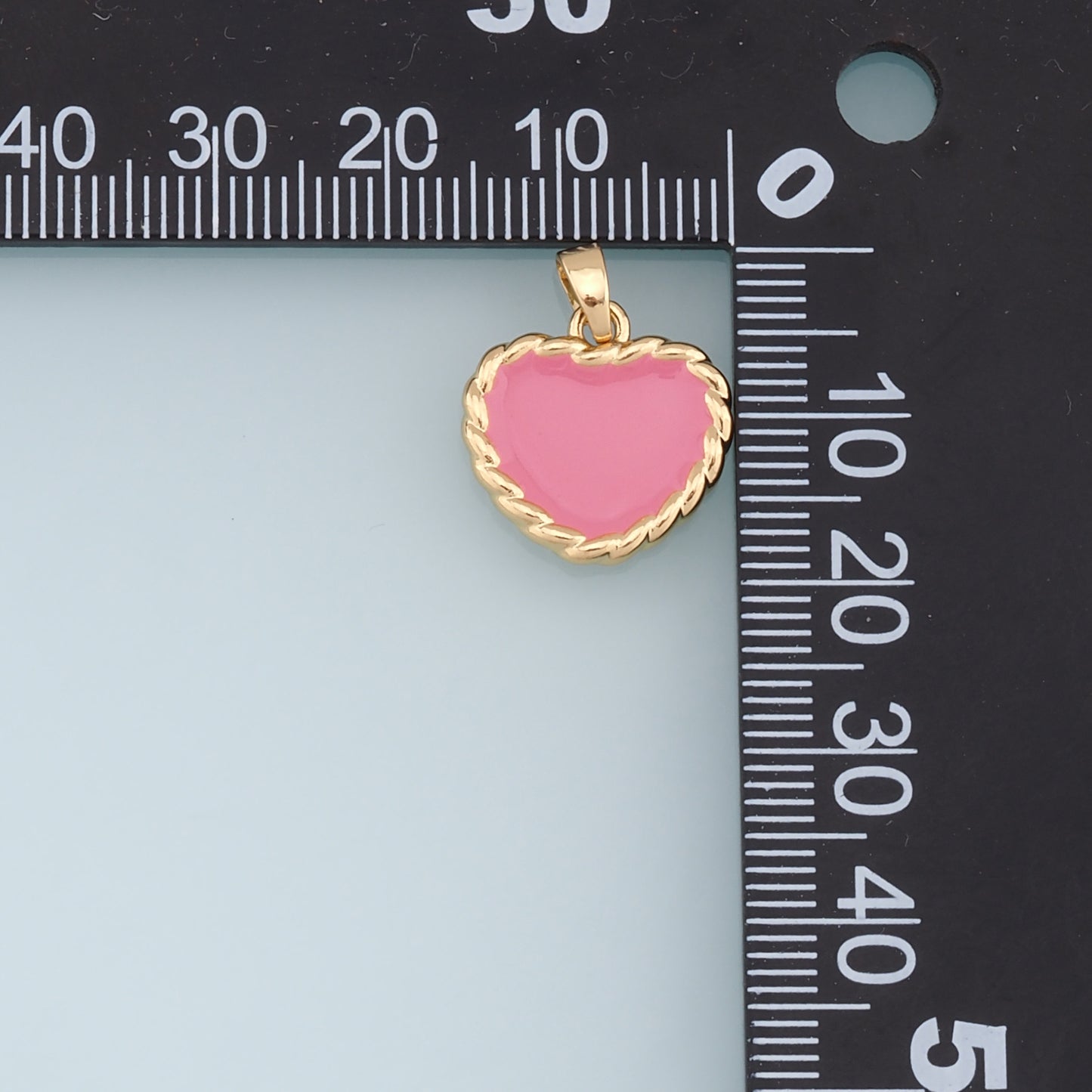 18K Gold Filled Heart Pendant,Enamel Heart Charm Bracelet Necklace for DIY Jewelry Making Supply