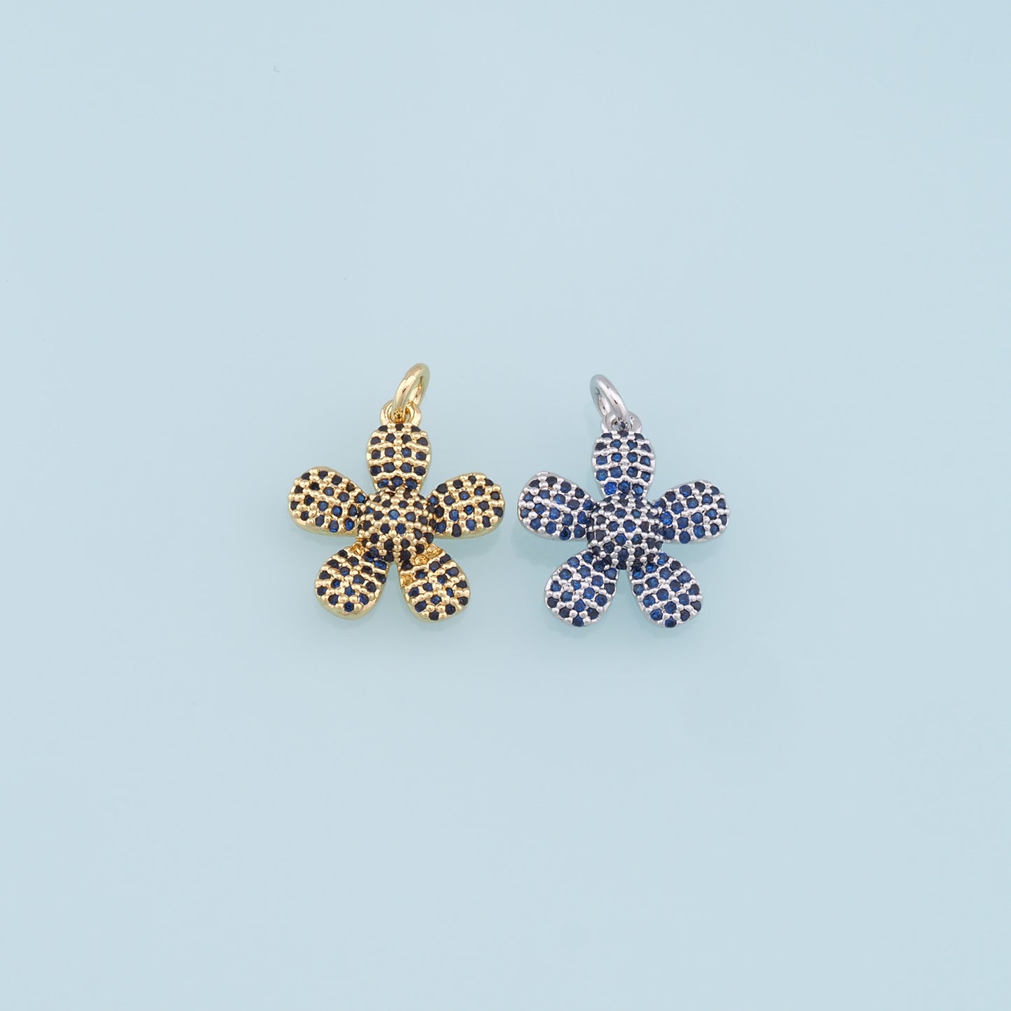 Gold Flower Charms,18K Gold Filled Flower Pendant,Silver Flower Charm Bracelet Necklace for DIY Jewelry Making Supply