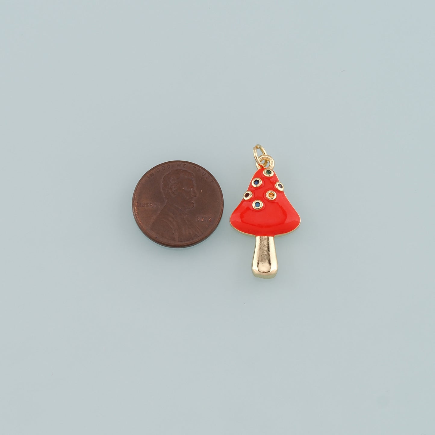 18K Gold Filled Mushroom Pendant,Enamel Mushroom Charm Bracelet Necklace for DIY Jewelry Making Supply