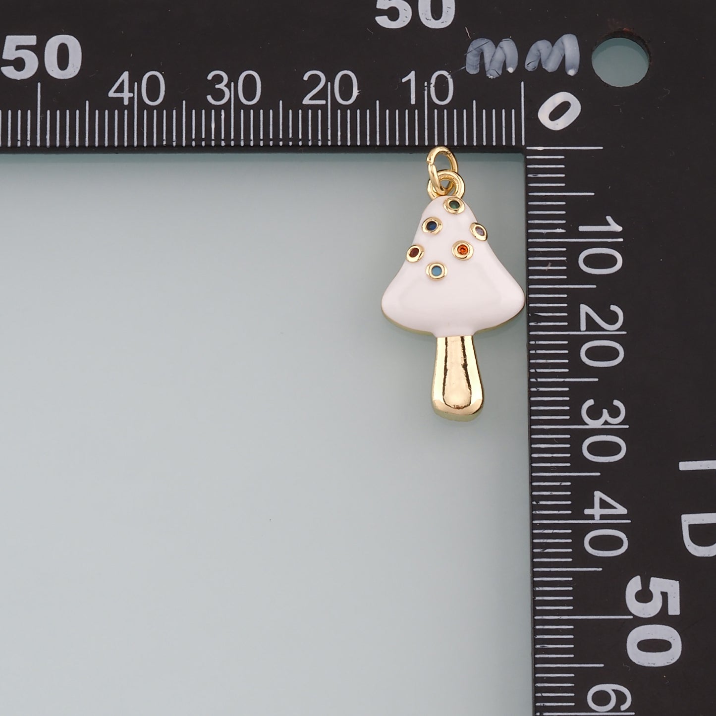 18K Gold Filled Mushroom Pendant,Enamel Mushroom Charm Bracelet Necklace for DIY Jewelry Making Supply