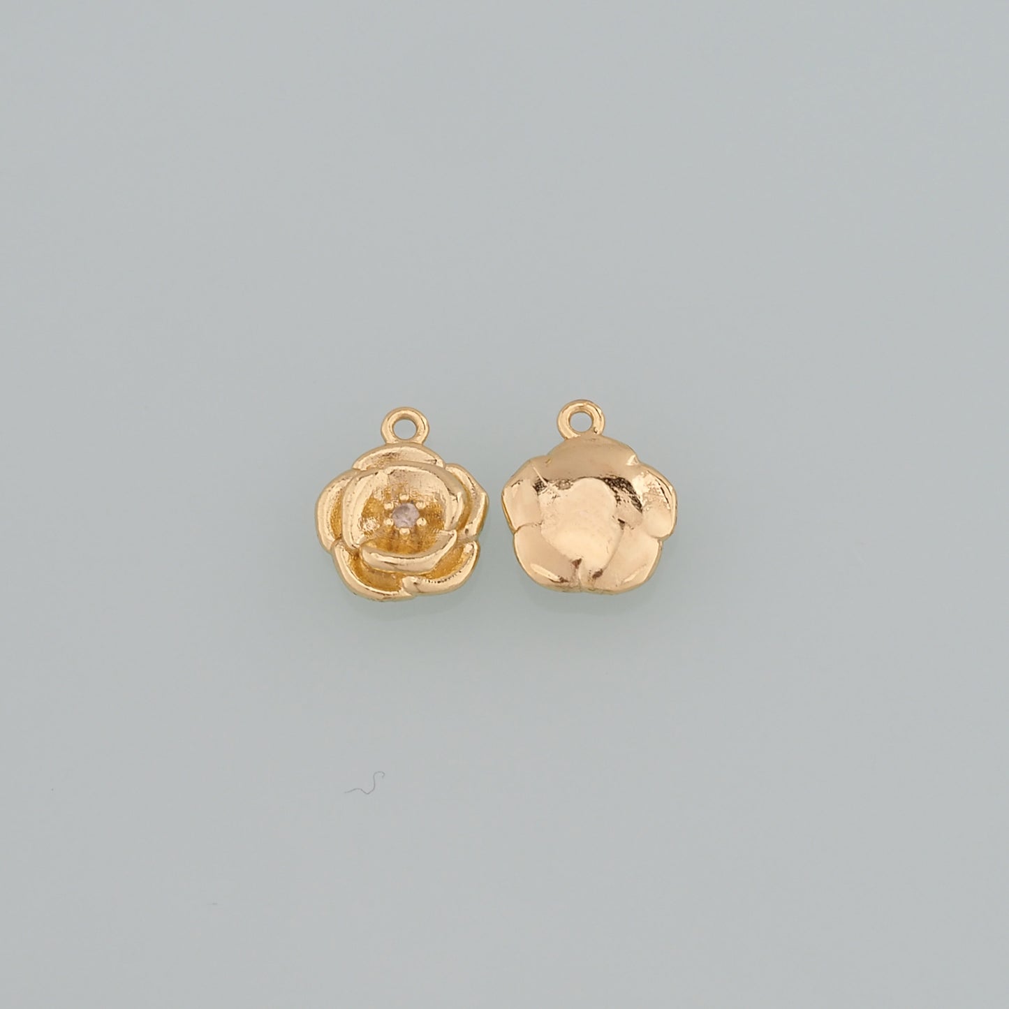 Gold Flower Charms,18K Gold Filled Flower Pendant,CZ Micro Pave Flower Charm Bracelet Necklace for DIY Jewelry Making Supply