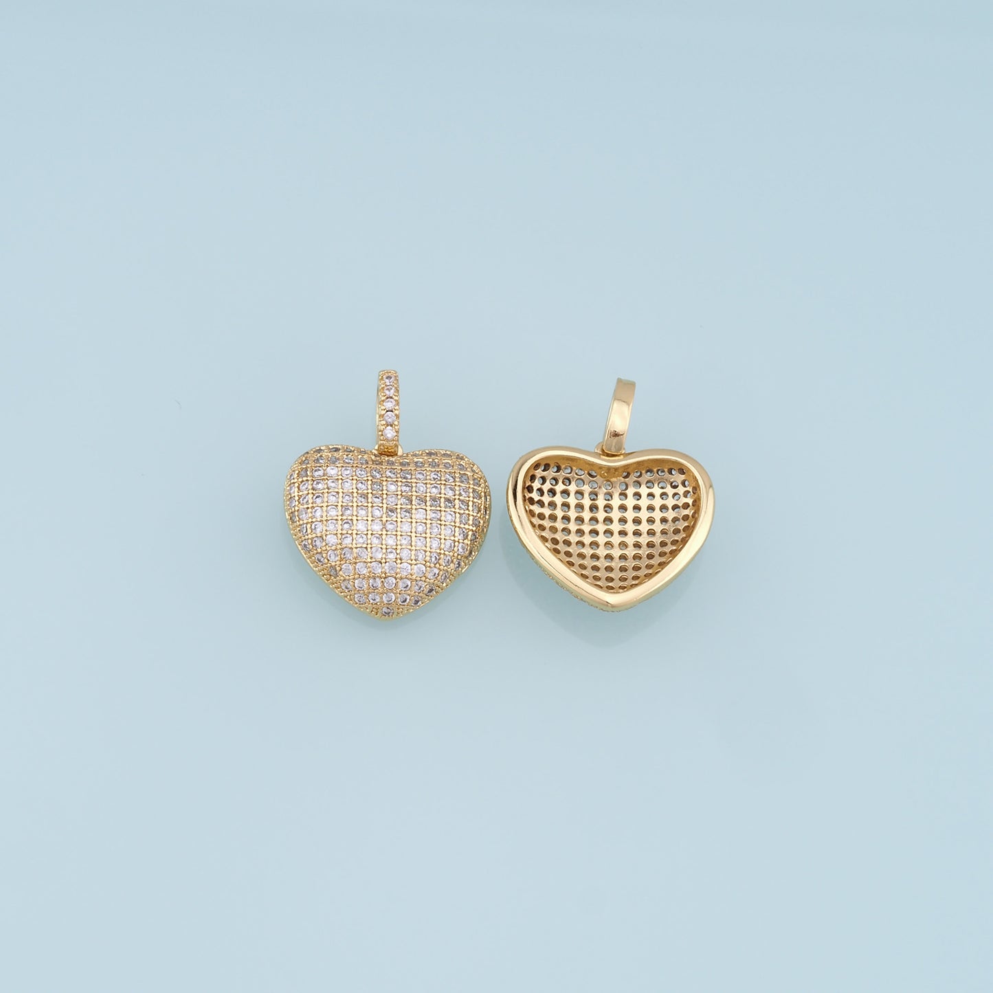 Gold Heart Charms,18K Gold Filled Heart Pendant,CZ Micro Pave Heart Charm Bracelet Necklace for DIY Jewelry Making Supply