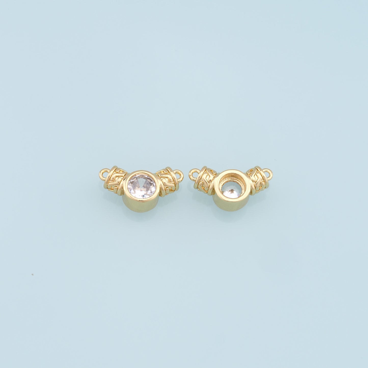 Gold Round Connector Charms,18K Gold Filled Crystal Round Pendant,Round Charm Bracelet Necklace for DIY Jewelry Making Supply