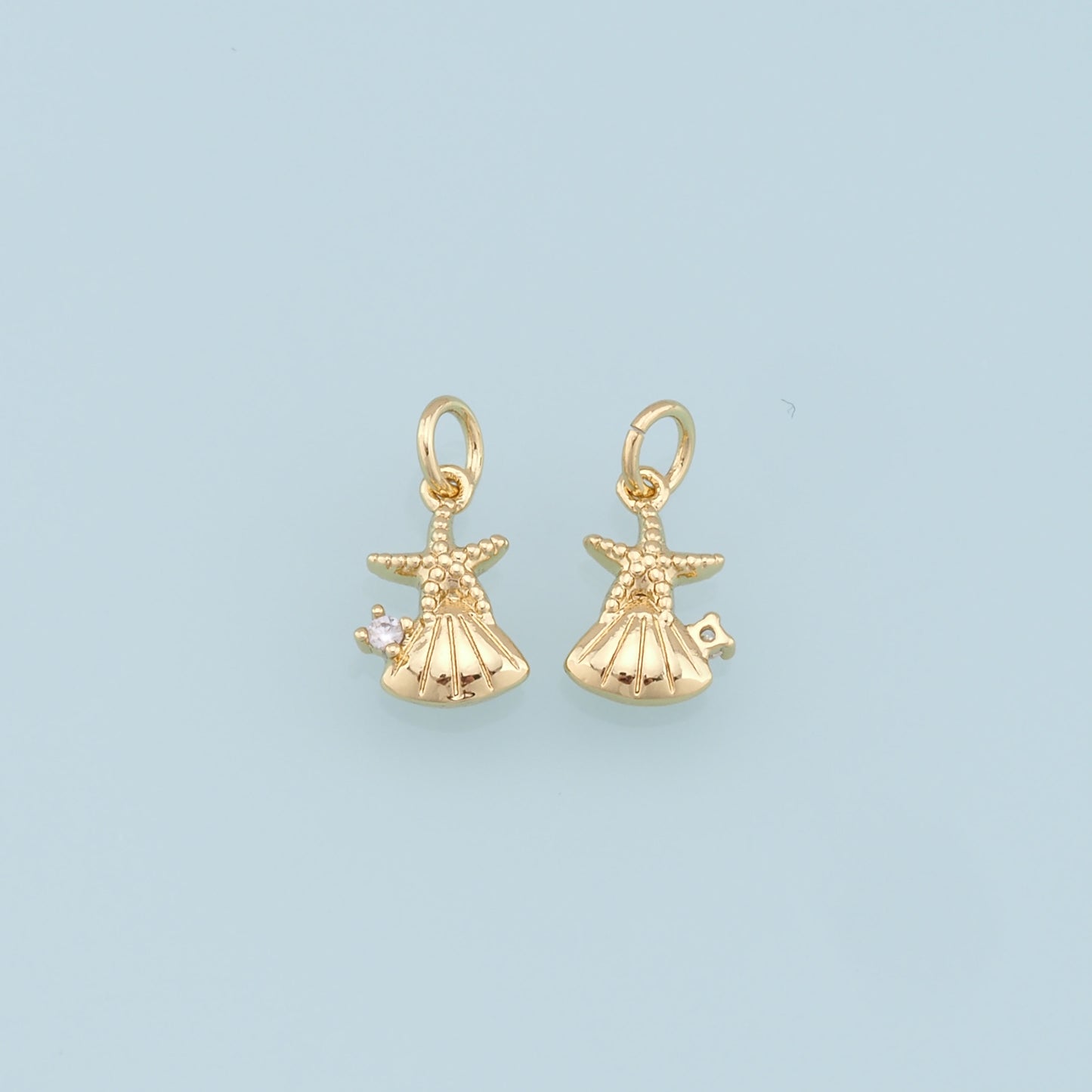 Gold Shell Starfish Charms,18K Gold Filled Shell Pendant,Starfish Charm Bracelet Necklace for DIY Jewelry Making Supply