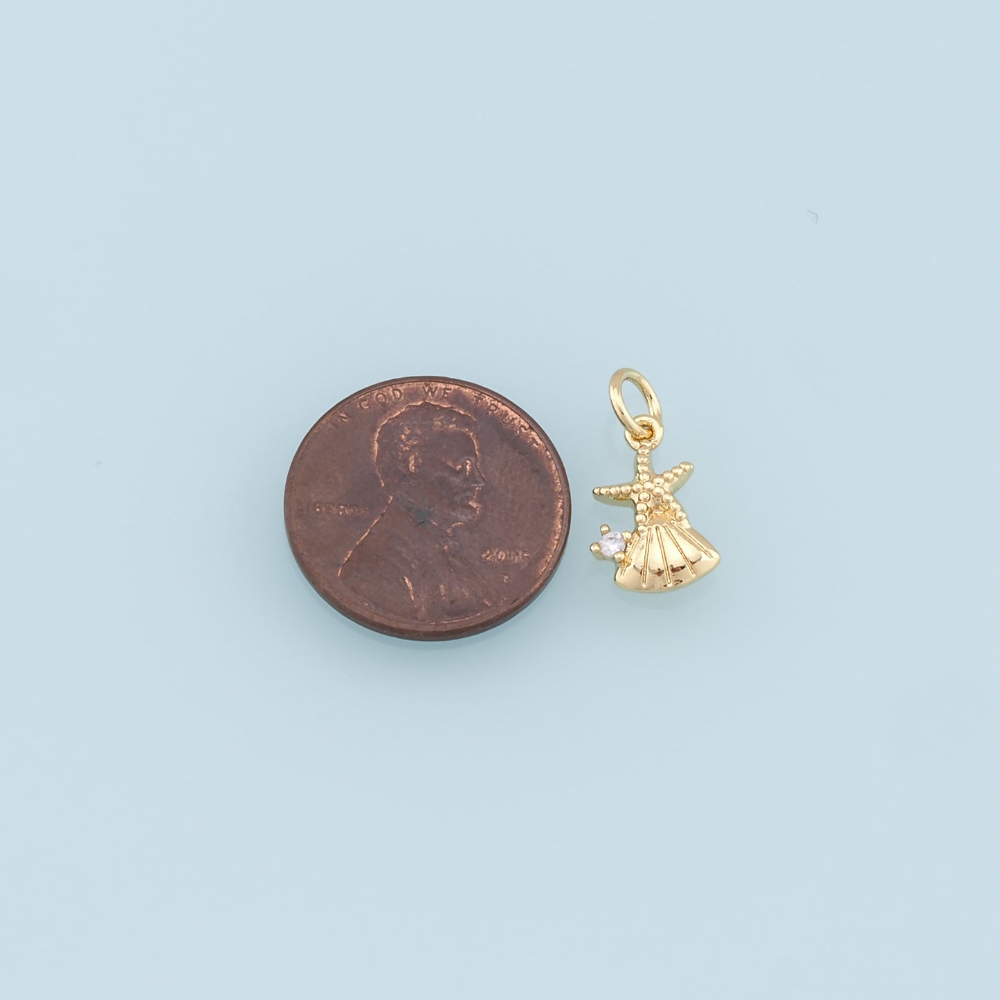 Gold Shell Starfish Charms,18K Gold Filled Shell Pendant,Starfish Charm Bracelet Necklace for DIY Jewelry Making Supply