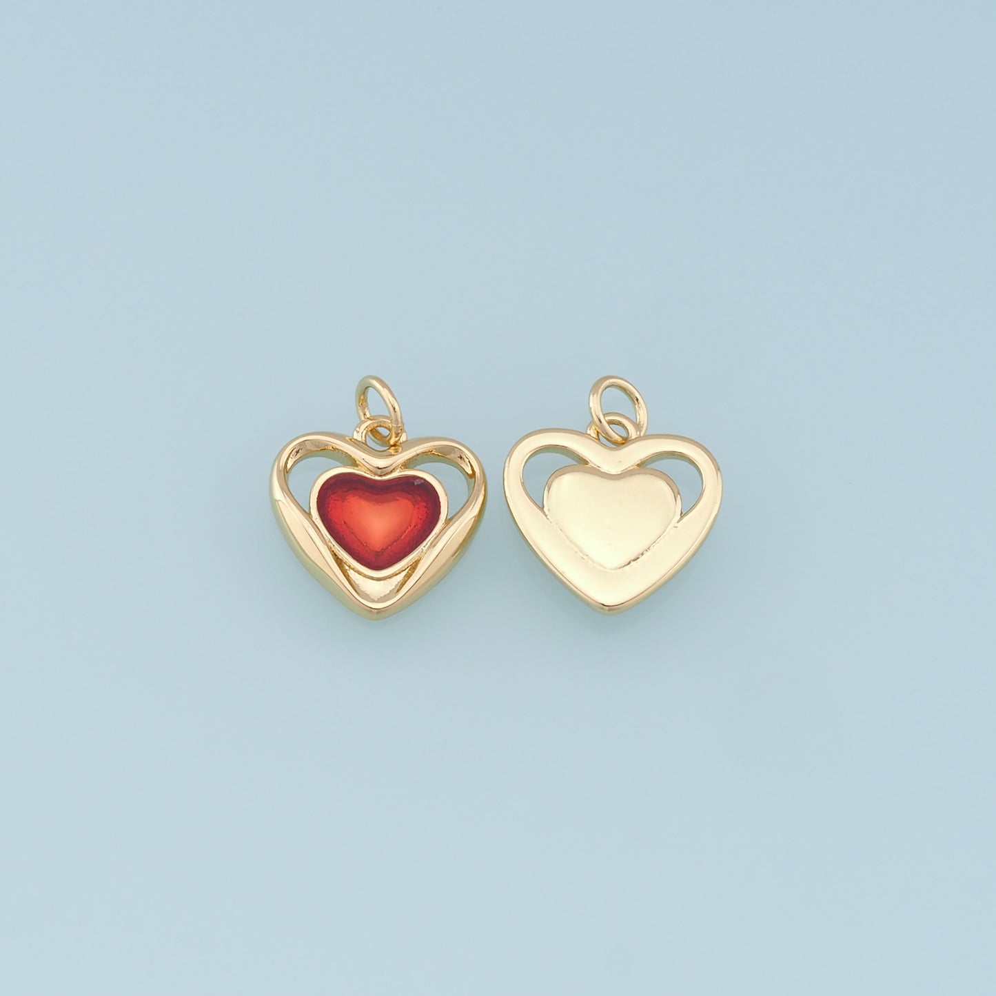 Gold Heart Charms,18K Gold Filled Heart Pendant,Heart Charm Bracelet Necklace for DIY Jewelry Making Supply