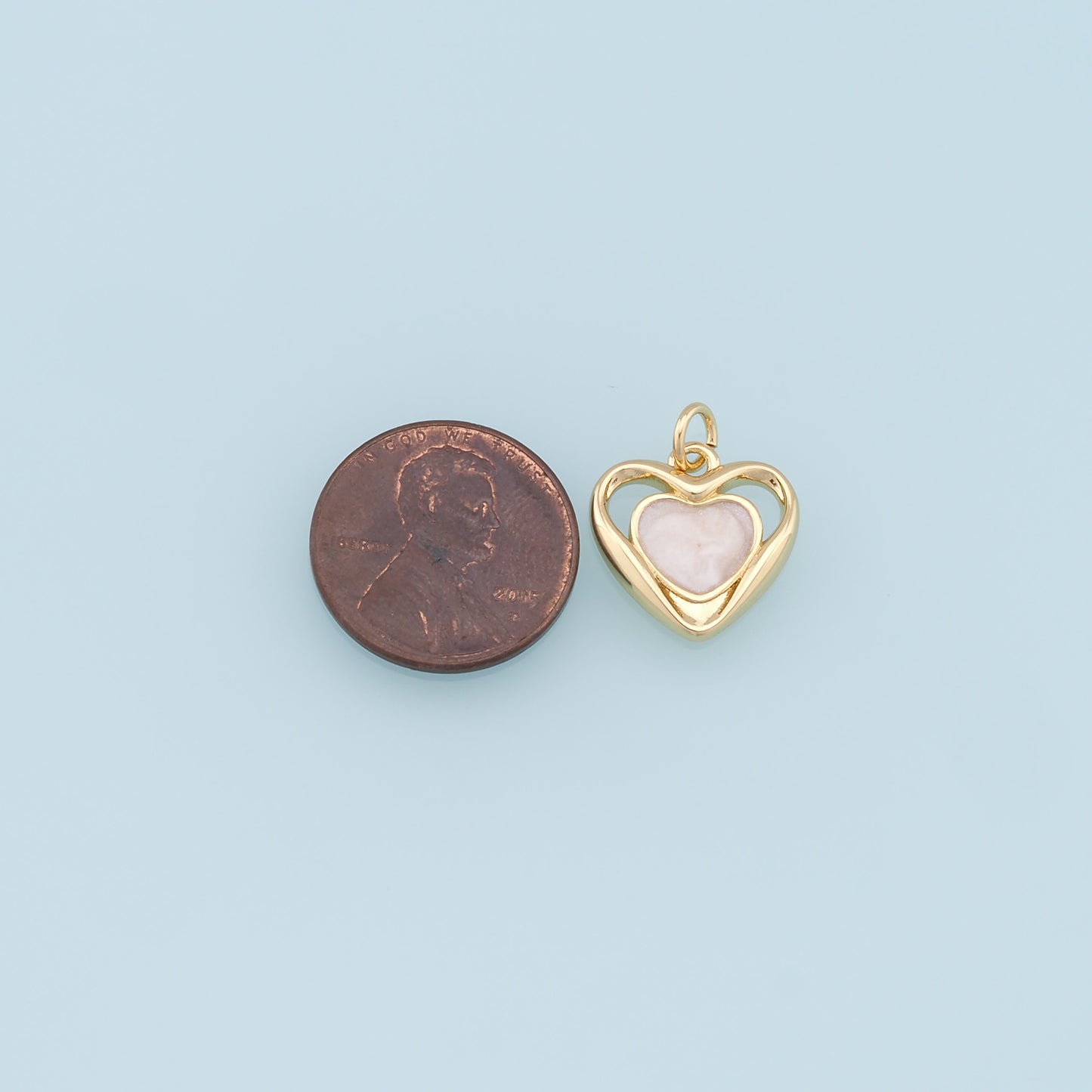 Gold Heart Charms,18K Gold Filled Heart Pendant,Heart Charm Bracelet Necklace for DIY Jewelry Making Supply