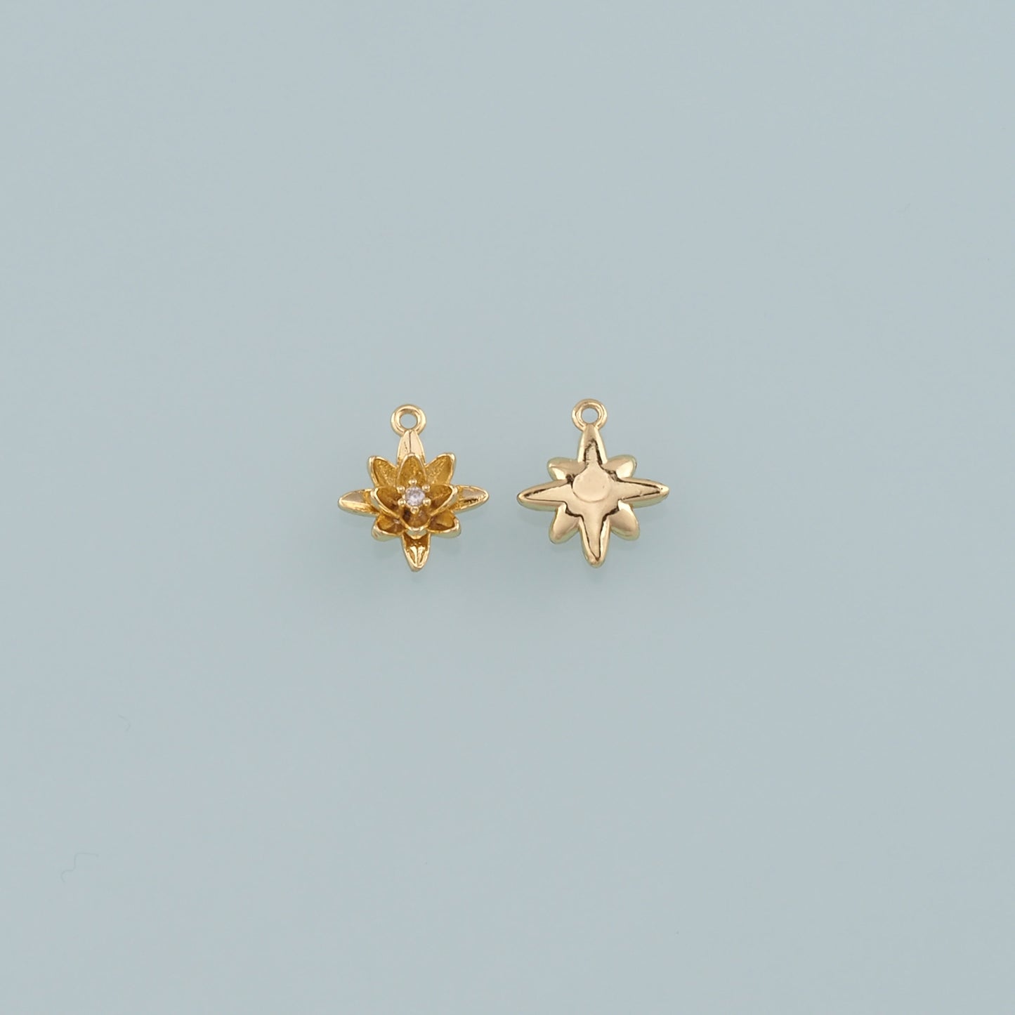 Gold Flower Charms,18K Gold Filled Flower Pendant,CZ Micro Pave Flower Charm Bracelet Necklace for DIY Jewelry Making Supply