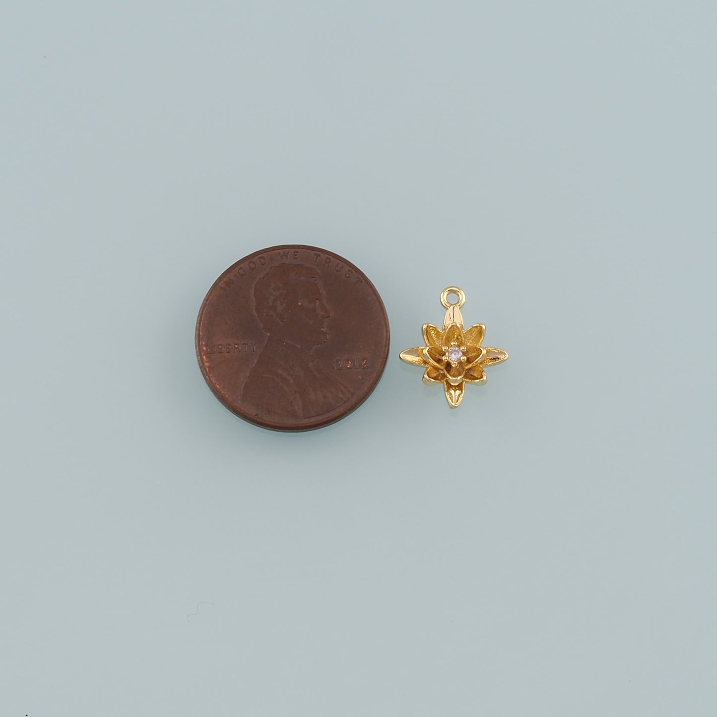 Gold Flower Charms,18K Gold Filled Flower Pendant,CZ Micro Pave Flower Charm Bracelet Necklace for DIY Jewelry Making Supply