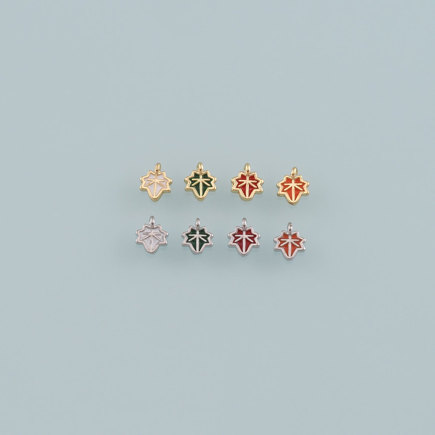 Gold Maple Leaf Charms,18K Gold Filled Maple Leaf Pendant,Enamel Leaf Charm Bracelet Necklace for DIY Jewelry Making Supply