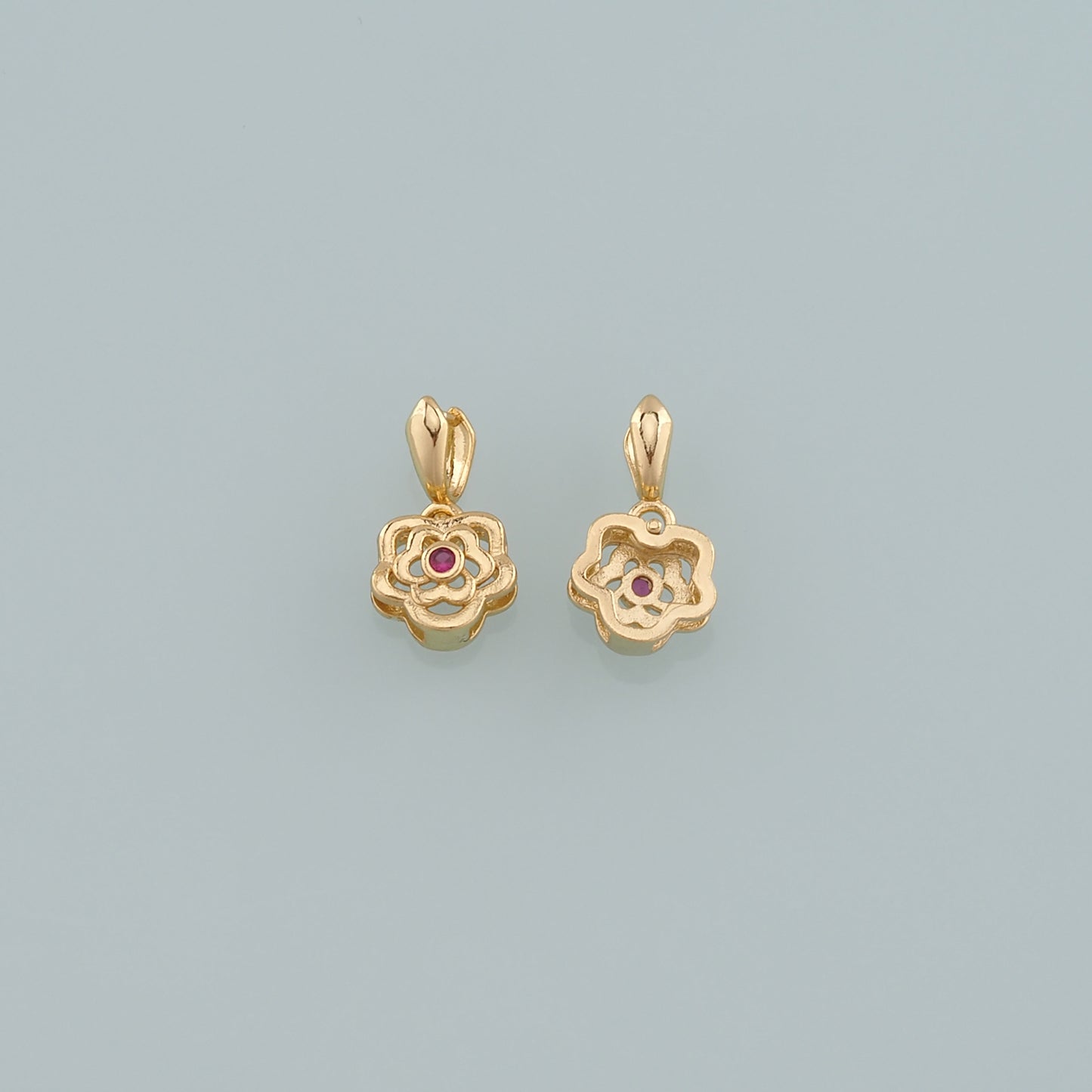 Gold Flower Charms,18K Gold Filled Flower Pendant,CZ Micro Pave Flower Charm Bracelet Necklace for DIY Jewelry Making Supply