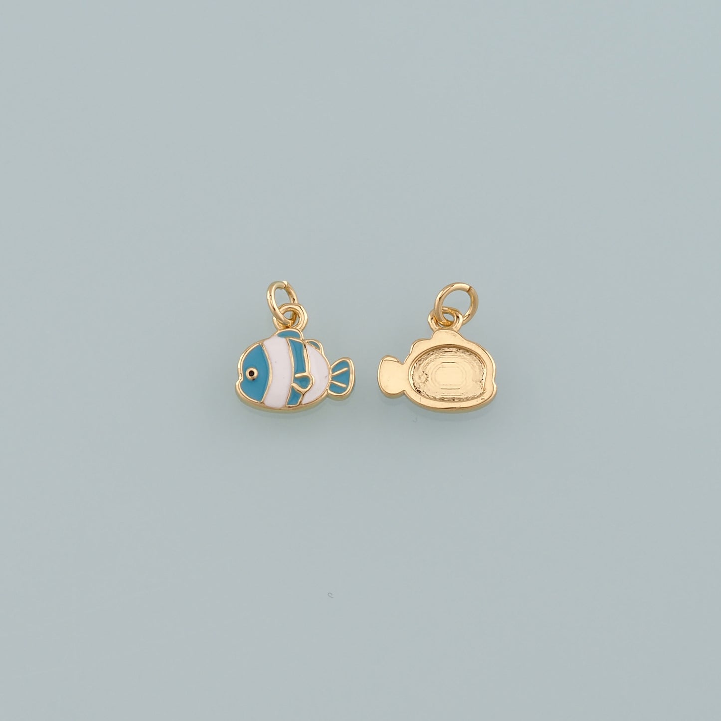 Gold Fish Charms,18K Gold Filled Clownfish Pendant,Enamel Ocean Charm Bracelet Necklace for DIY Jewelry Making Supply