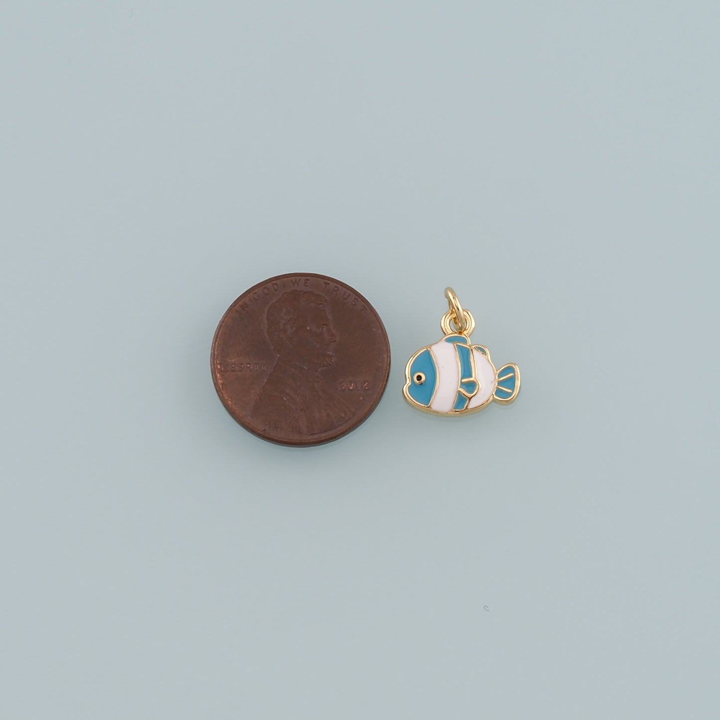 Gold Fish Charms,18K Gold Filled Clownfish Pendant,Enamel Ocean Charm Bracelet Necklace for DIY Jewelry Making Supply