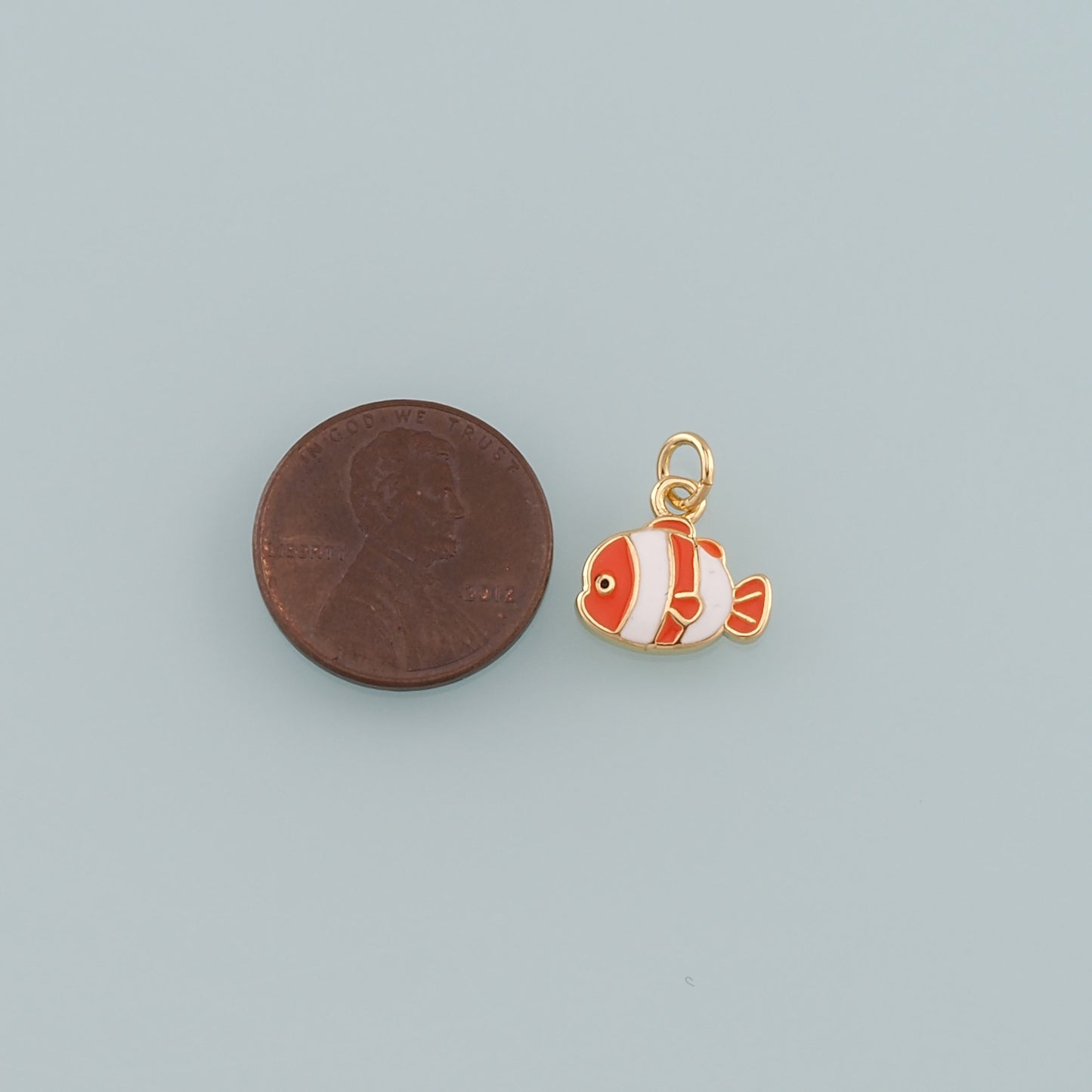 Gold Fish Charms,18K Gold Filled Clownfish Pendant,Enamel Ocean Charm Bracelet Necklace for DIY Jewelry Making Supply