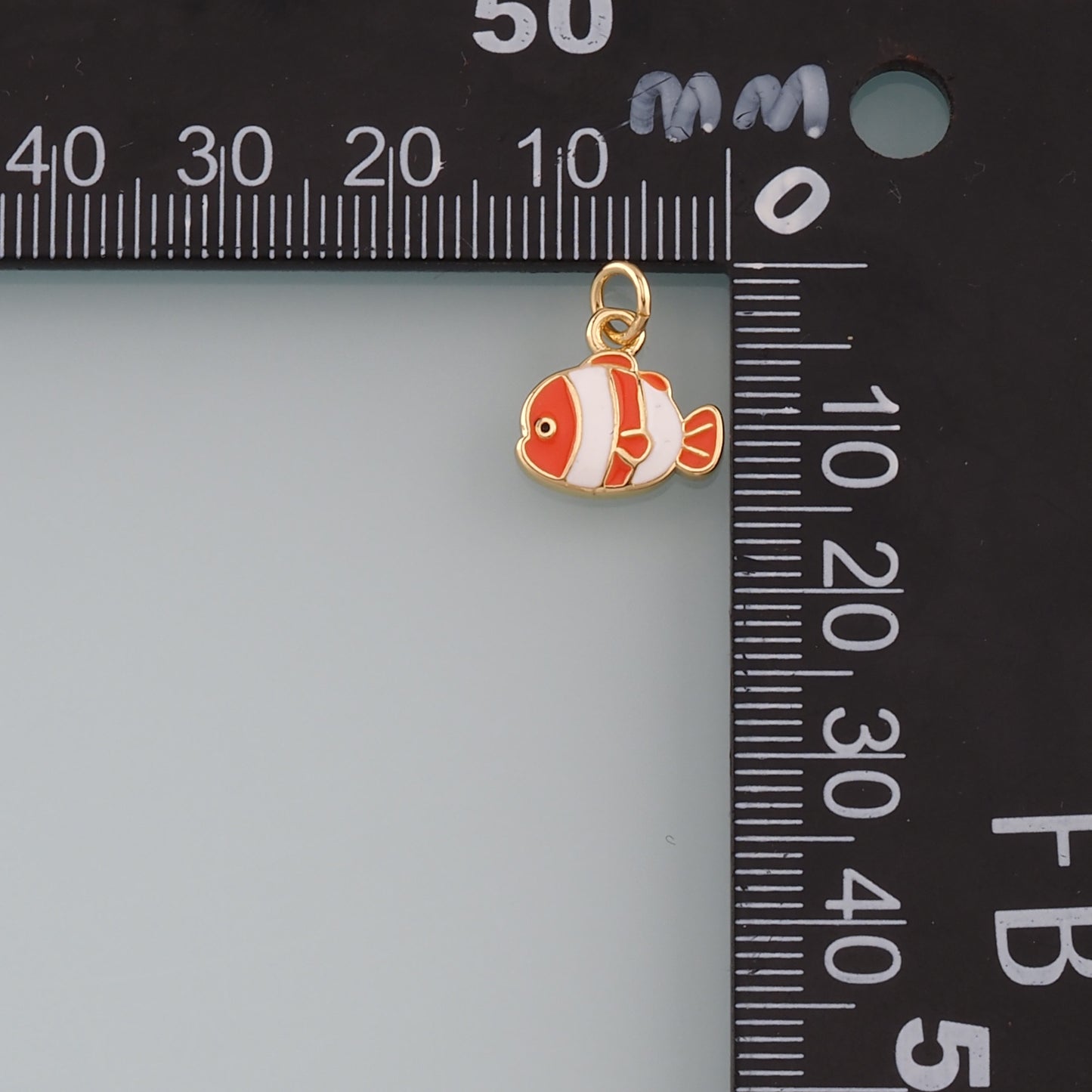 Gold Fish Charms,18K Gold Filled Clownfish Pendant,Enamel Ocean Charm Bracelet Necklace for DIY Jewelry Making Supply