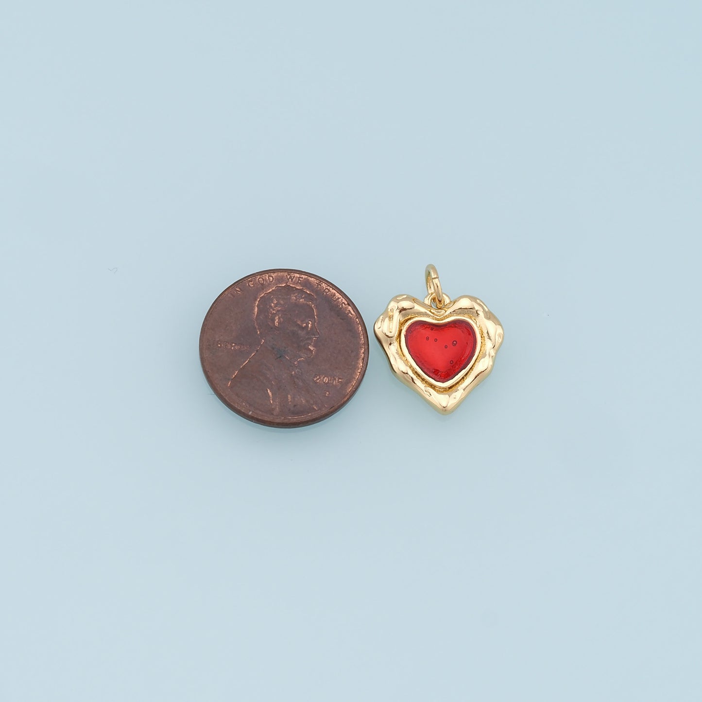 Gold Heart Charms,18K Gold Filled Heart Pendant,Heart Charm Bracelet Necklace for DIY Jewelry Making Supply