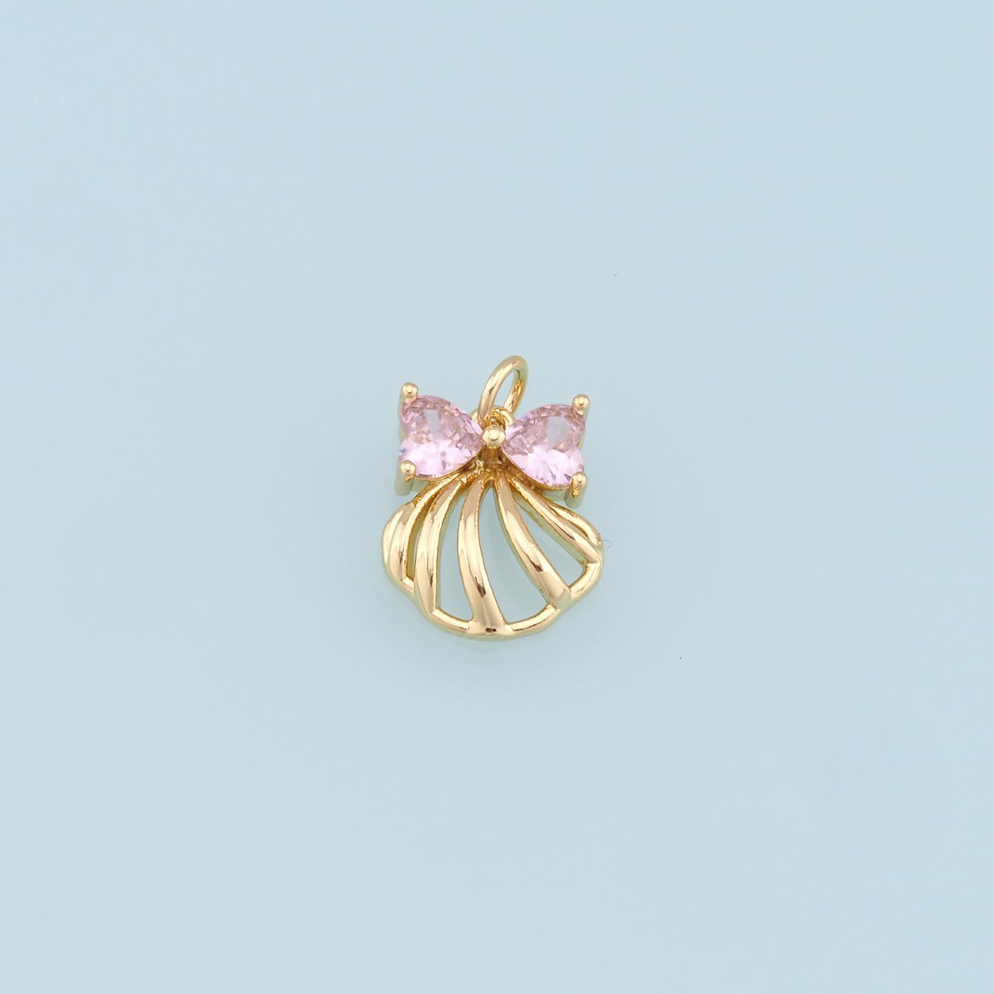 Gold Shell Charms,18K Gold Filled Conch Shell Pendant,CZ Shell Charm Bracelet Necklace for DIY Jewelry Making Supply