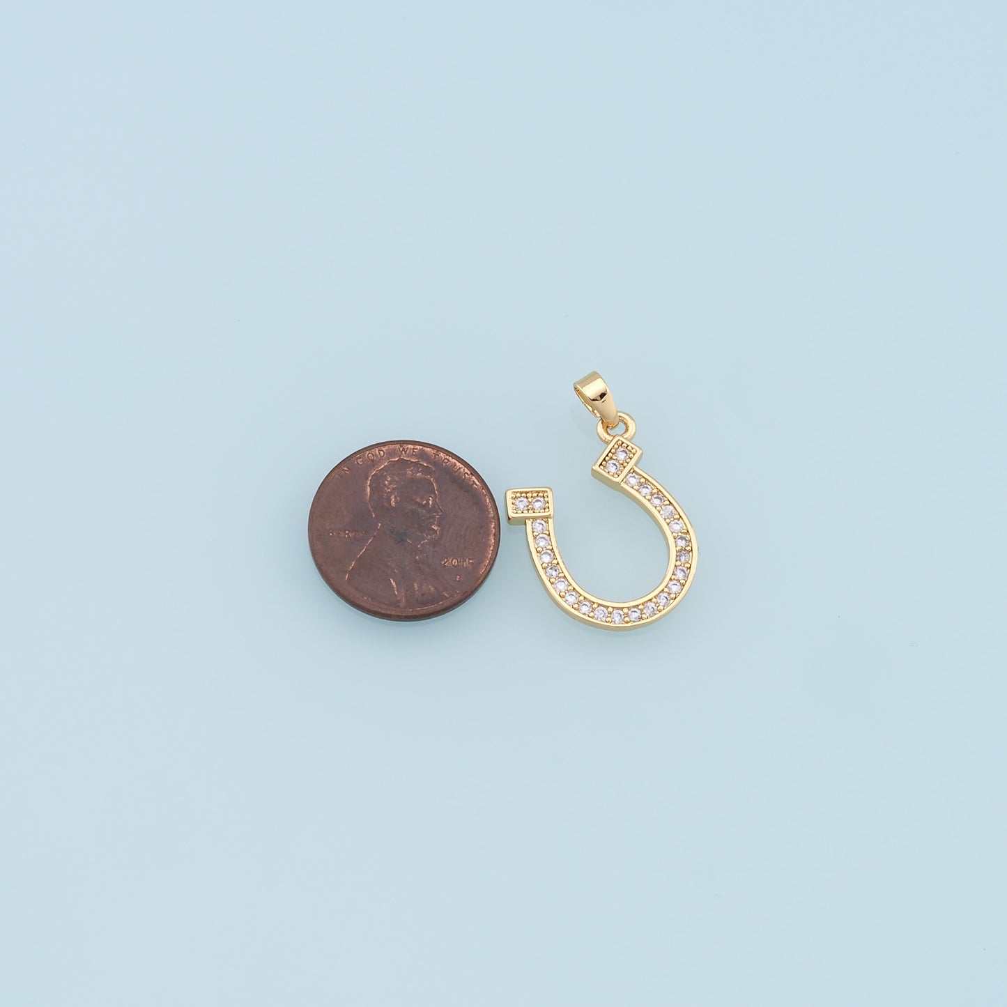 Gold Horseshoe Charms,18K Gold Filled CZ Horseshoe Pendant,Horseshoe Charm Bracelet Necklace for DIY Jewelry Making Supply
