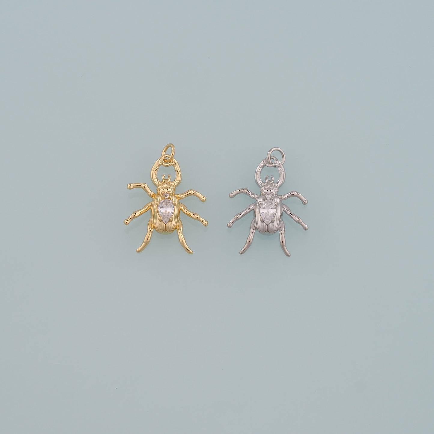Gold Beetle Charms,18K Gold Filled Beetle Pendant,Insect Charm Bracelet Necklace for DIY Jewelry Making Supply