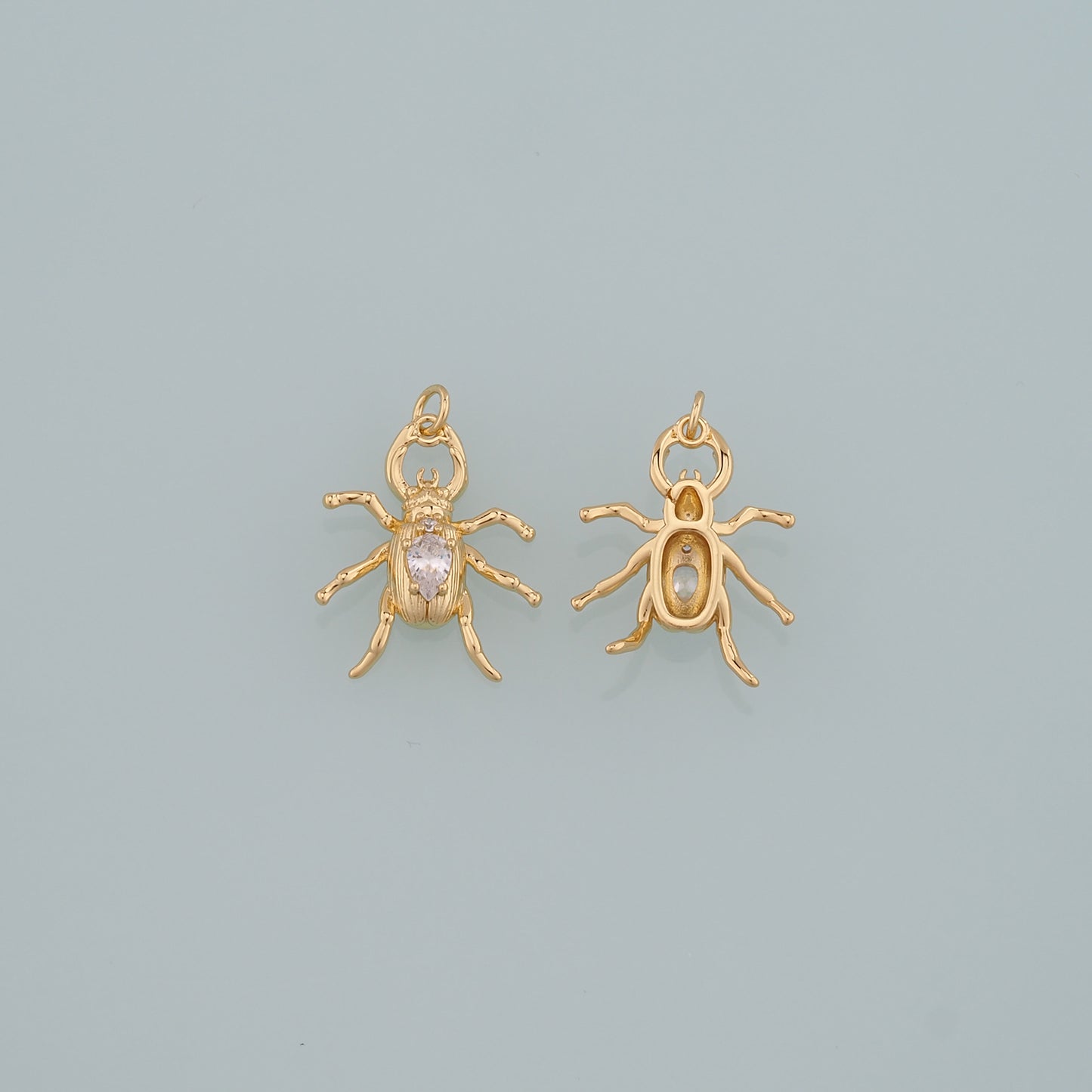 Gold Beetle Charms,18K Gold Filled Beetle Pendant,Insect Charm Bracelet Necklace for DIY Jewelry Making Supply