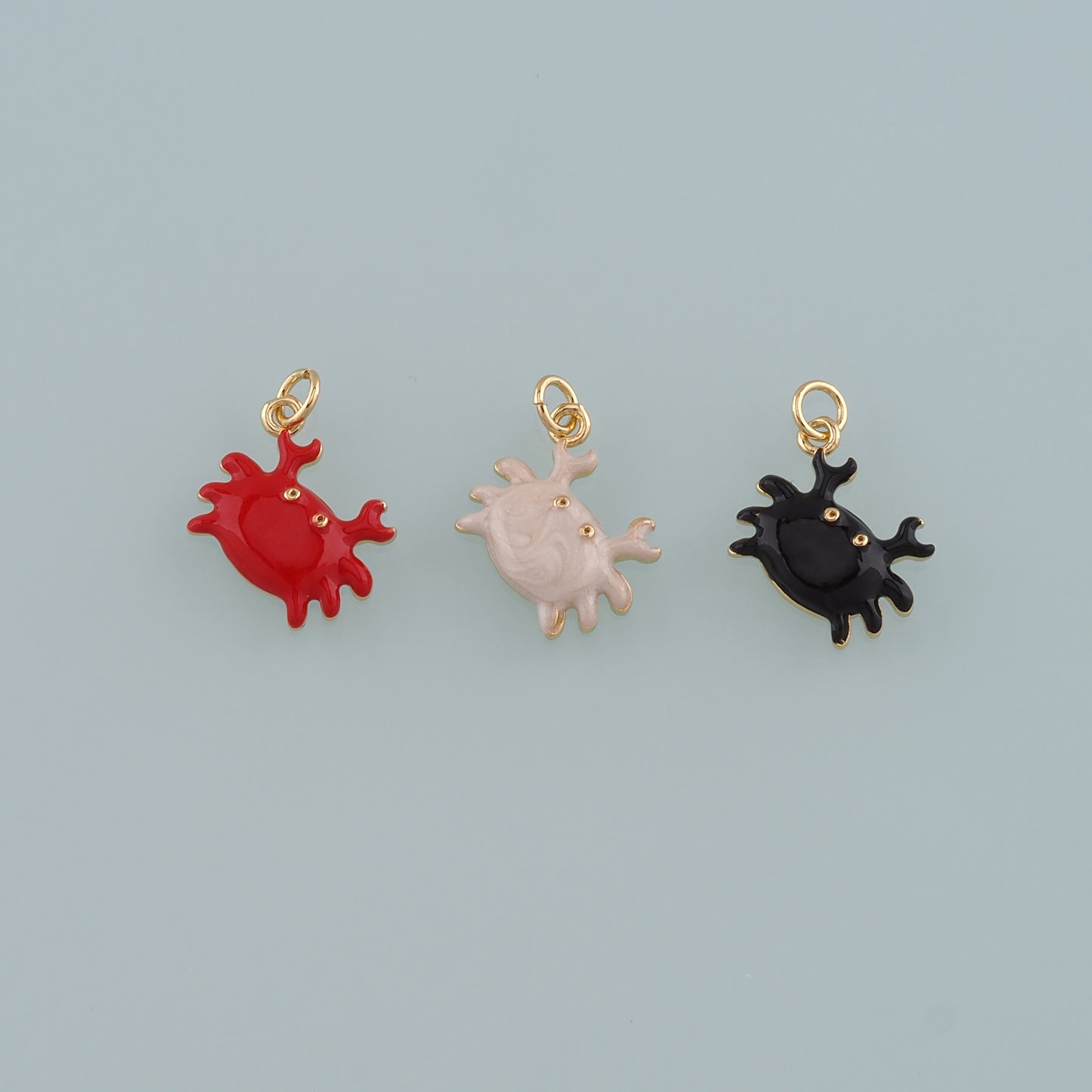 Gold Marine Life Charms,18K Gold Filled Crab Pendant,Enamel Crab Charms Bracelet Necklace for DIY Jewelry Making Supply