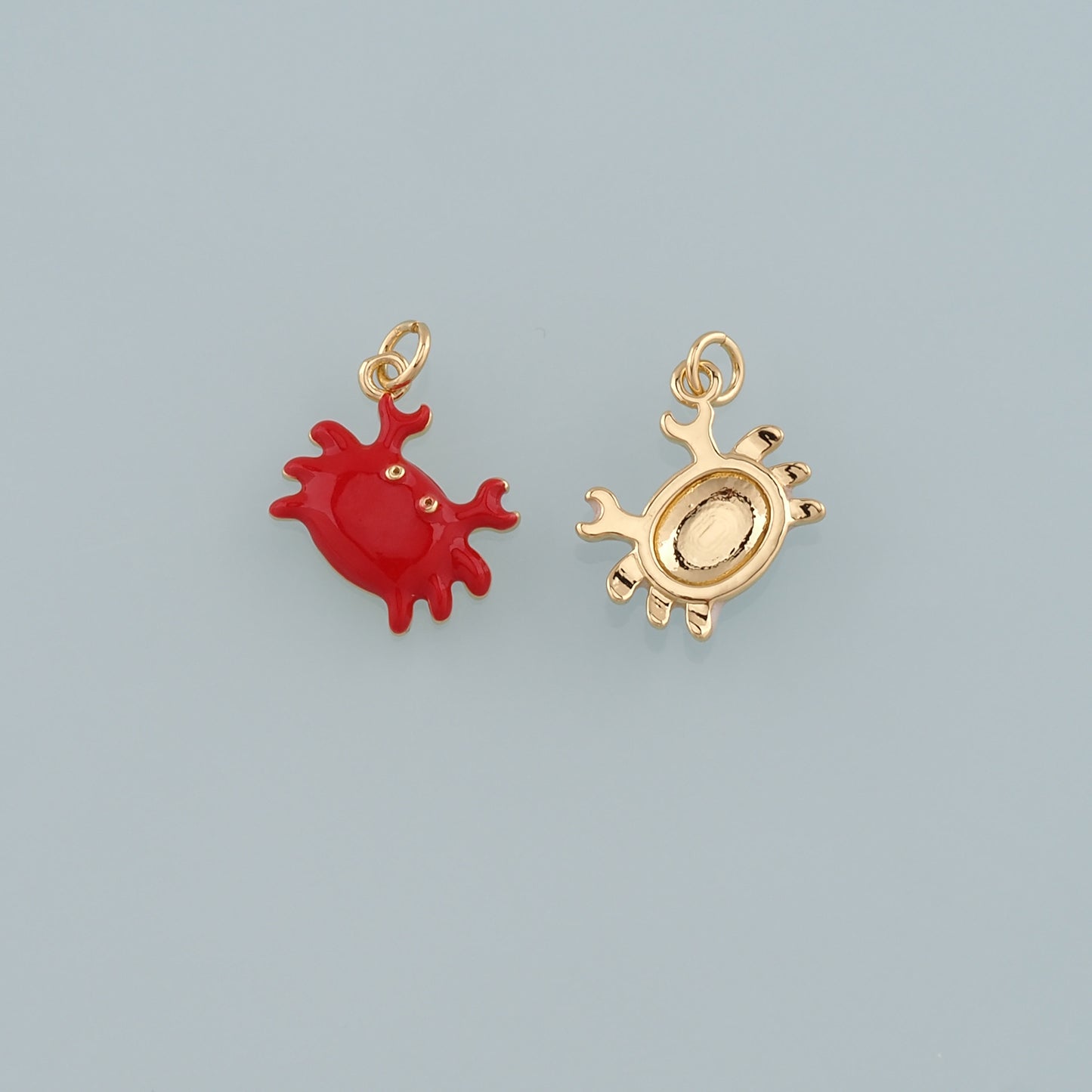Gold Marine Life Charms,18K Gold Filled Crab Pendant,Enamel Crab Charms Bracelet Necklace for DIY Jewelry Making Supply